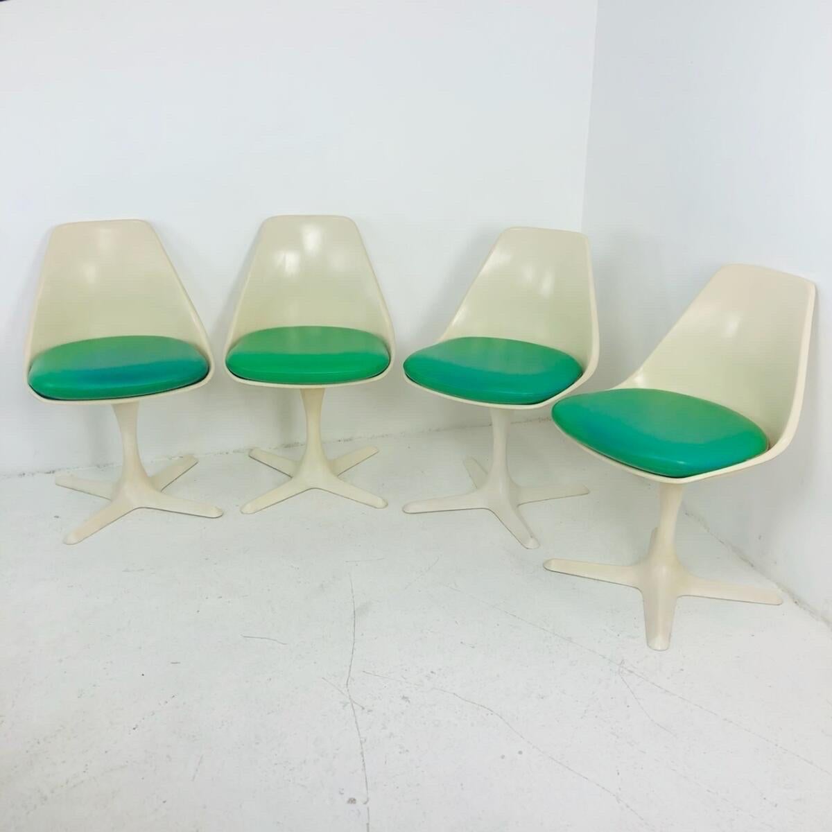 Set of Four Mid-Century Tulip Swivel Chairs by Burke 4