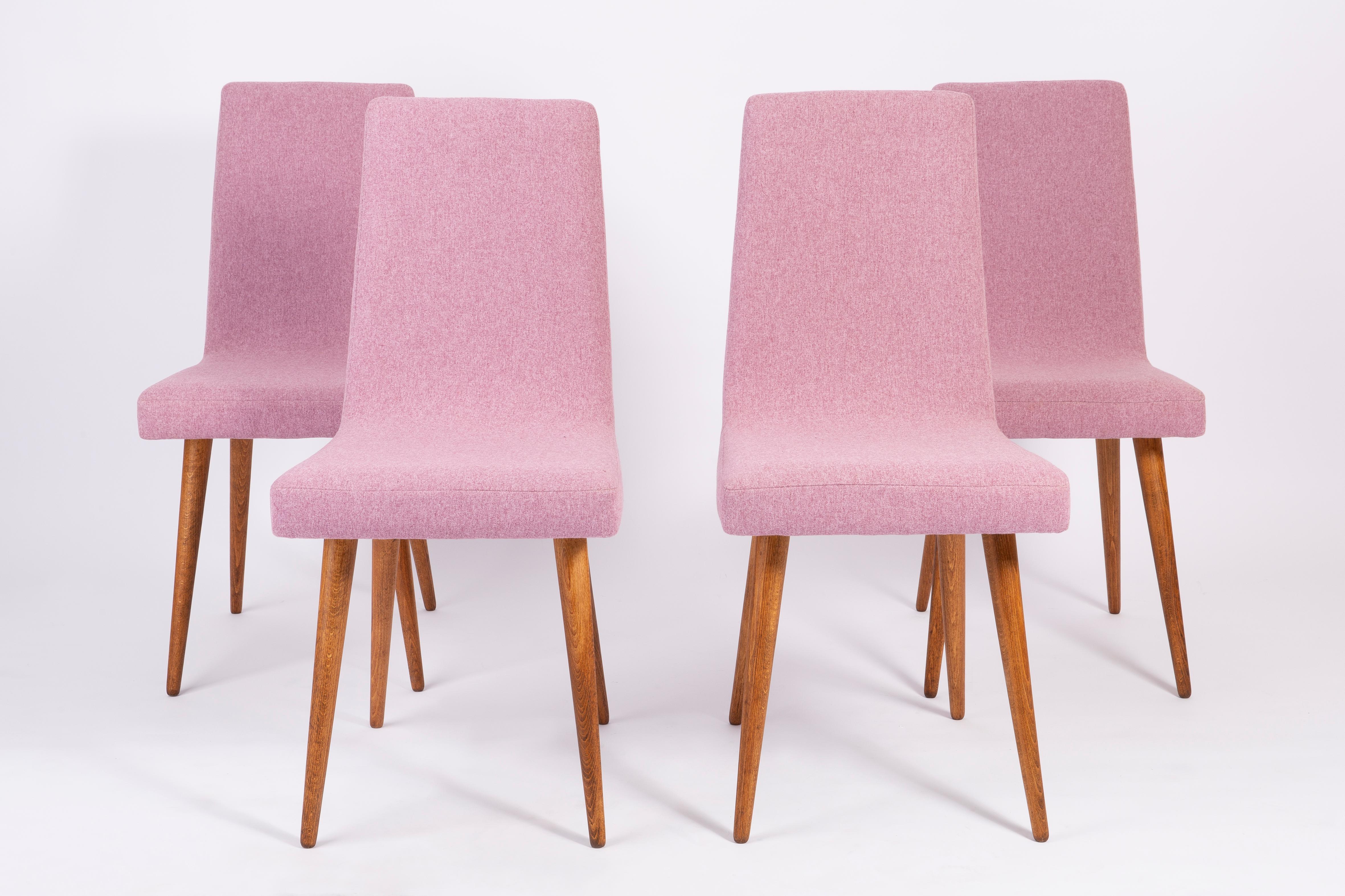 Mid-Century Modern Set of Four Mid-Century Vintage Pink Melange Chairs, Europe, 1960s For Sale