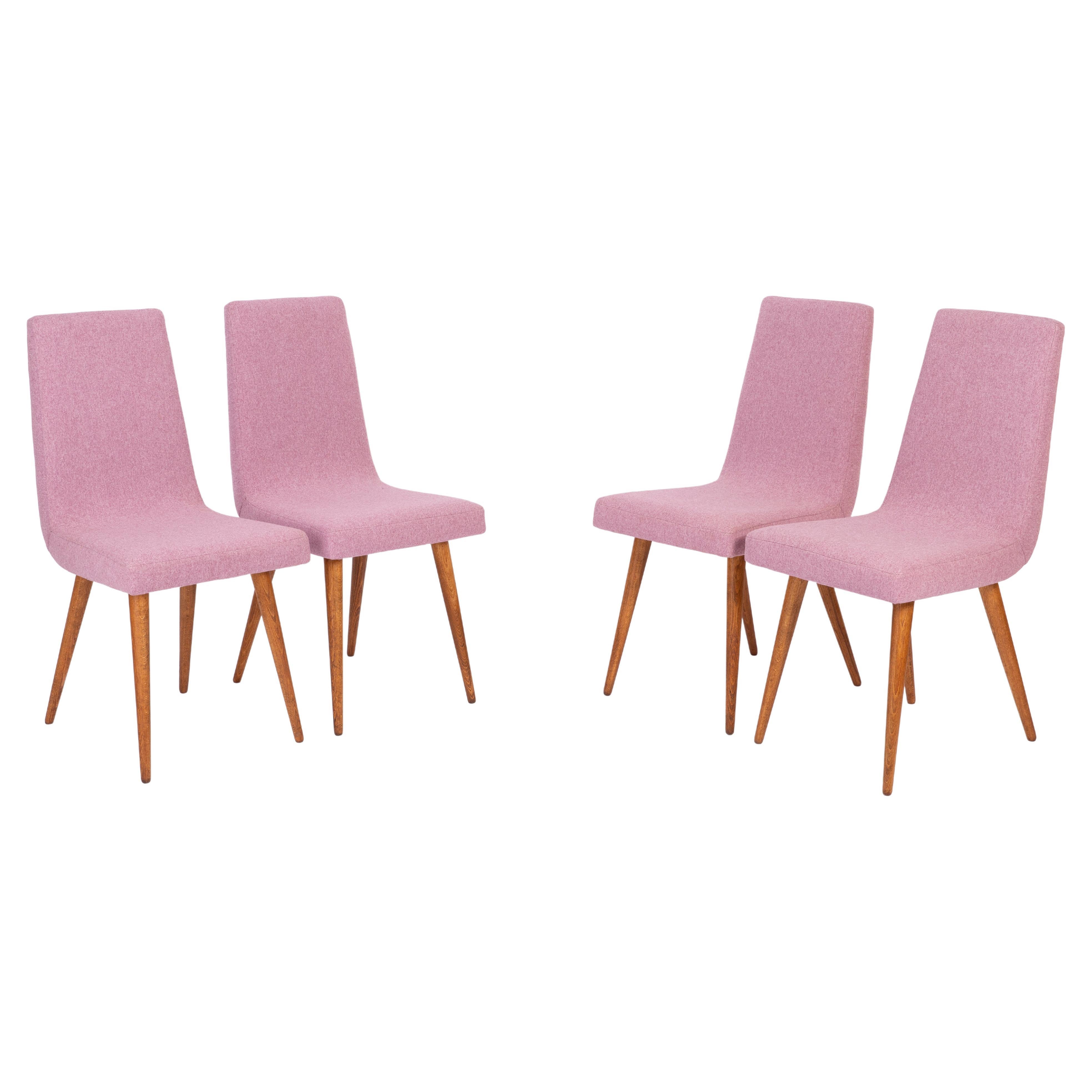 Set of Four Mid-Century Vintage Pink Melange Chairs, Europe, 1960s For Sale