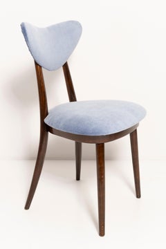 Set of Four Mid Century Violet Blue Cotton-Velvet Heart Chairs, Europe, 1960s