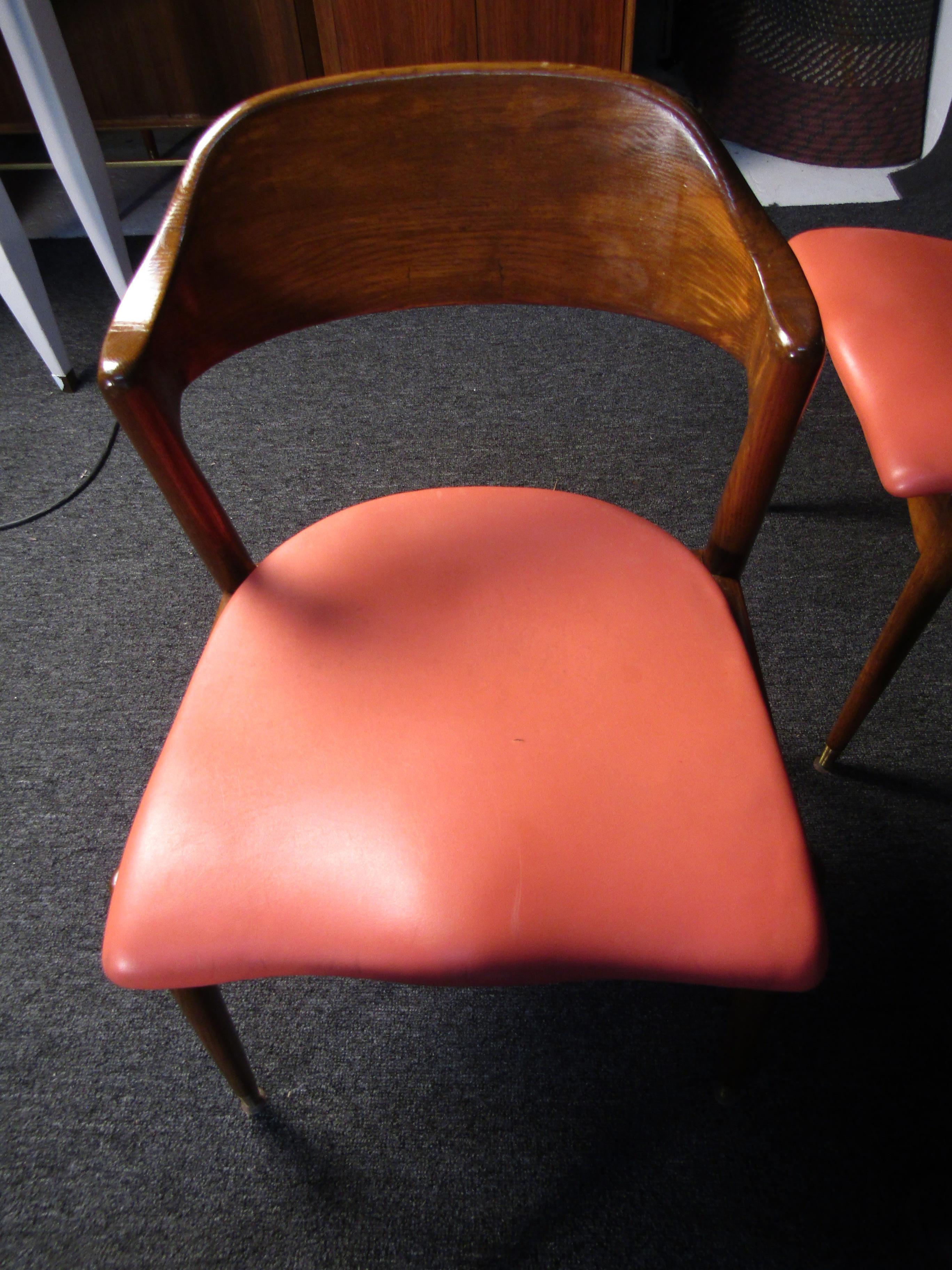 20th Century Set of Four Midcentury Walnut Chairs