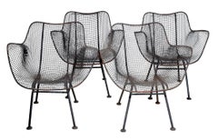 Set of Four Mid Century  Woodard  Sculptura Dining Arm Chairs