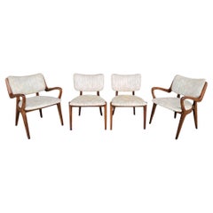 Set of Four Mid Century Wooden Dinning Room Chairs by Brown Saltman