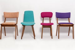 Set of Four Mid Century Wool Chairs, Rajmund Halas, Europe, 1960s