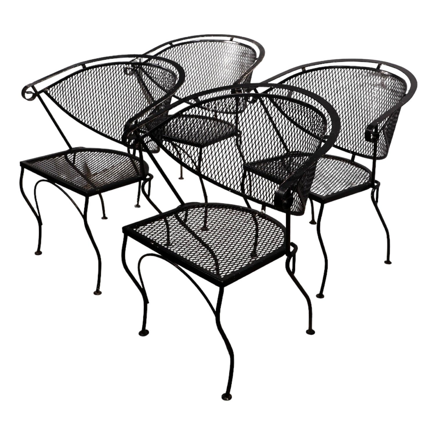 Set of Four Mid Century Wrought Iron  Dining Chairs att. to Woodard