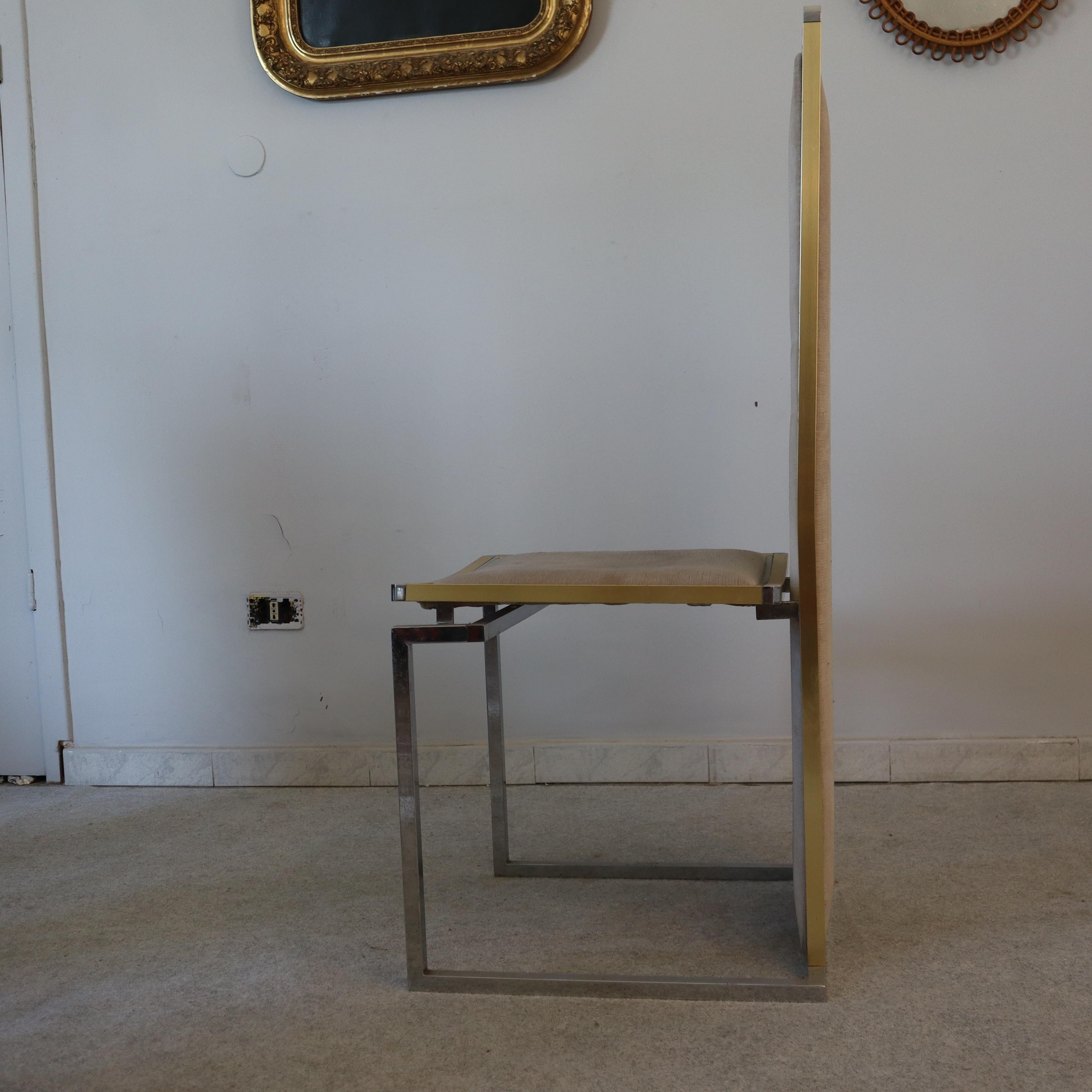 Set di quattro sedie moderne di metà secolo in metallo e ottone di Romeo Rega, Italia, anni '70 in vendita 3