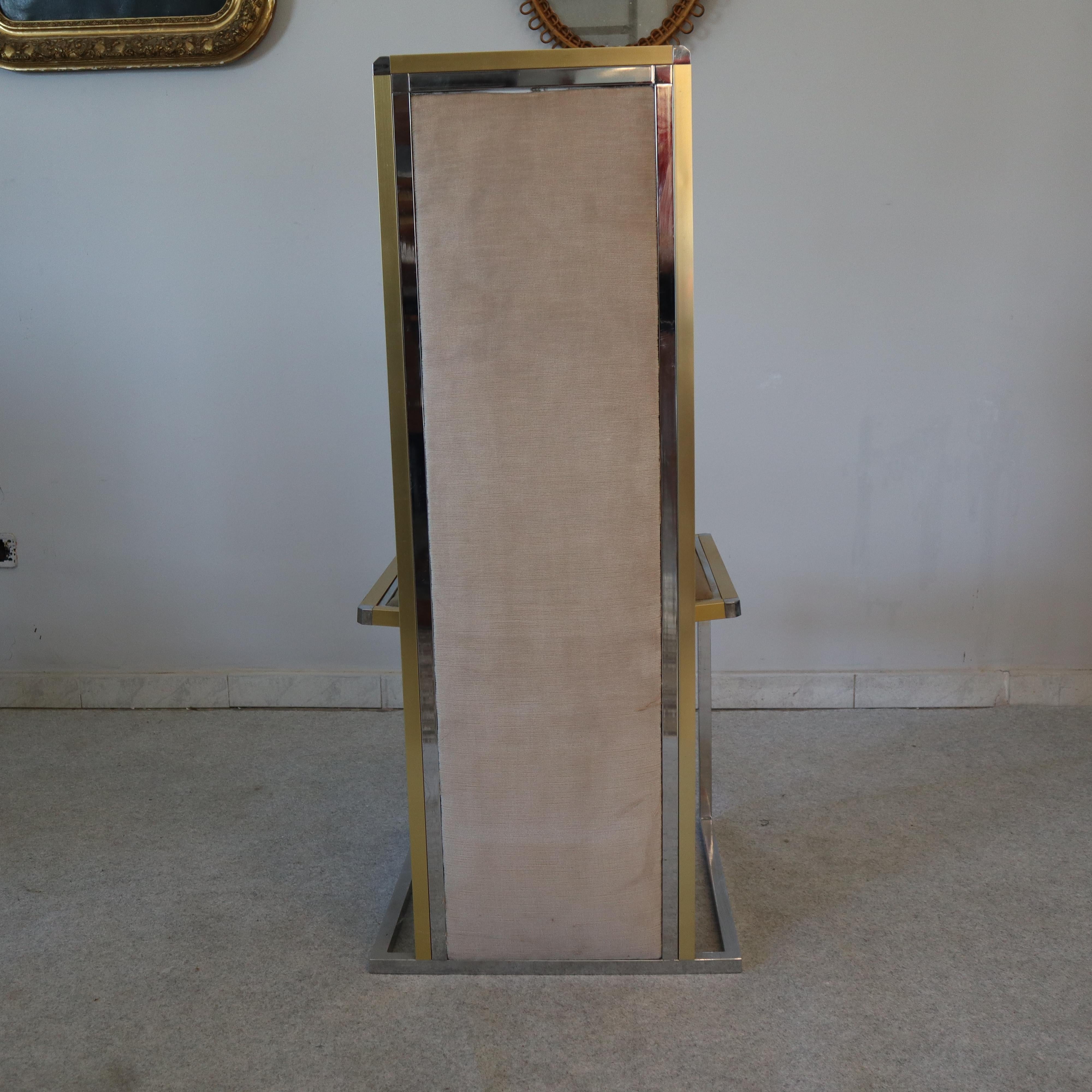 Set di quattro sedie moderne di metà secolo in metallo e ottone di Romeo Rega, Italia, anni '70 in vendita 4