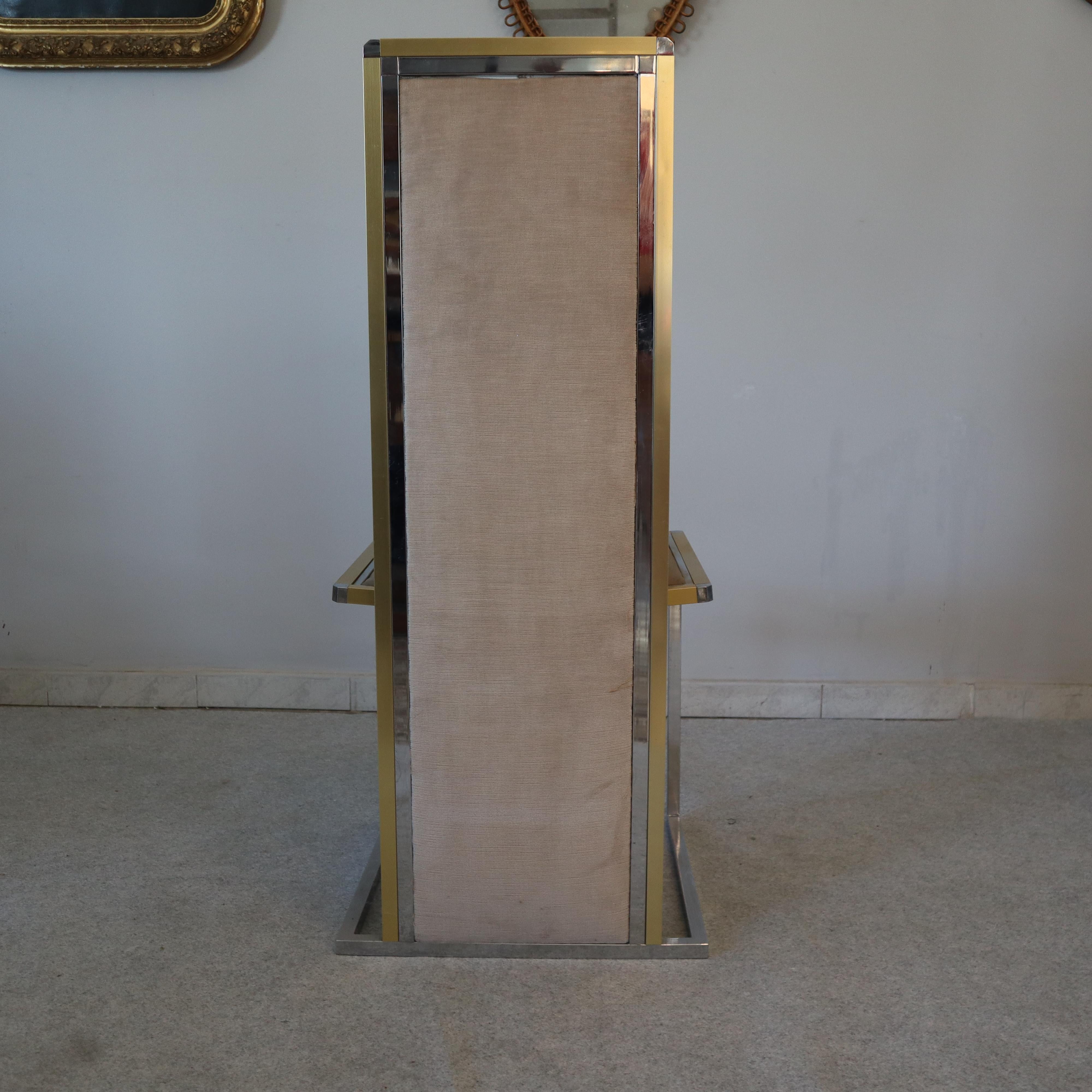 Set di quattro sedie moderne di metà secolo in metallo e ottone di Romeo Rega, Italia, anni '70 in vendita 5