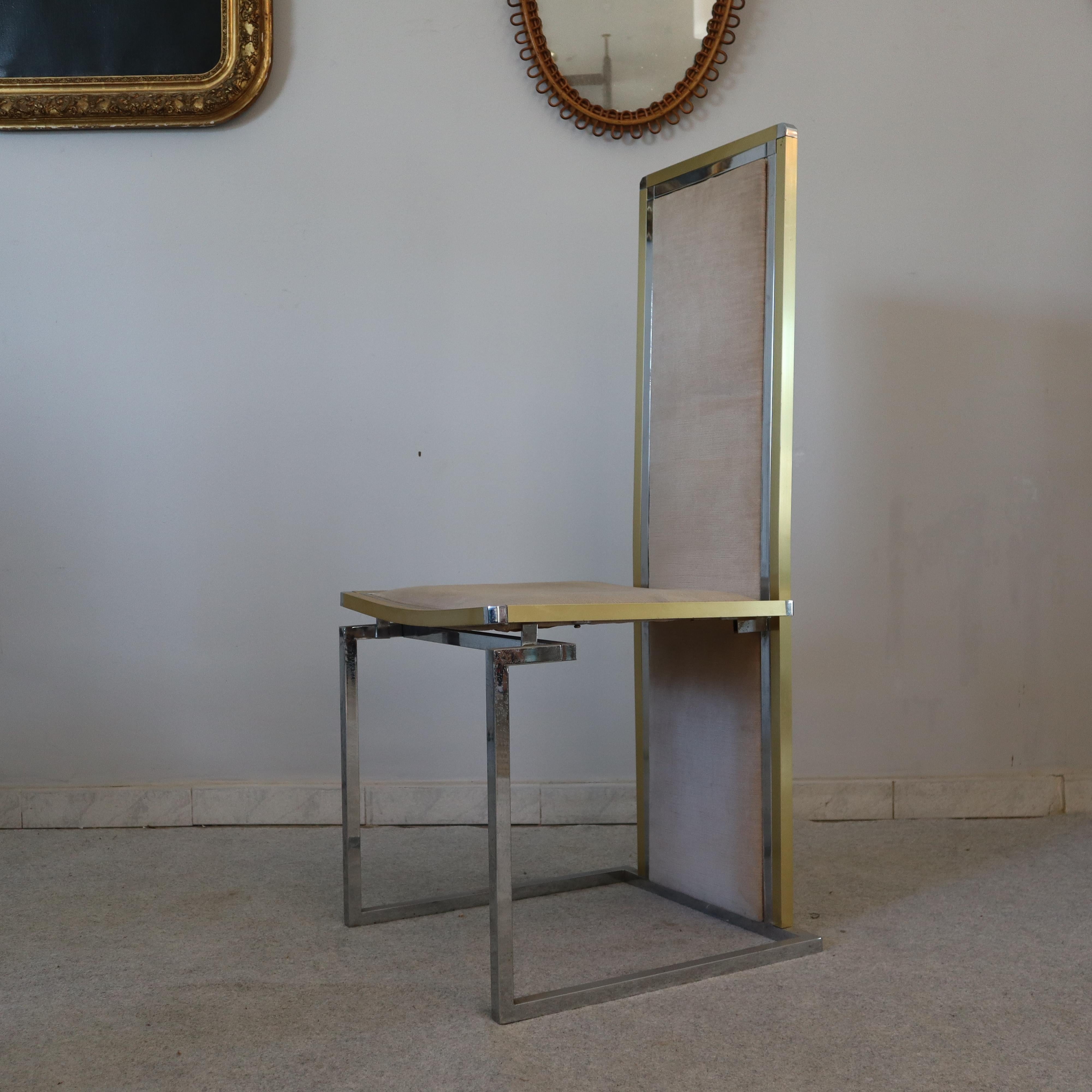 Set di quattro sedie moderne di metà secolo in metallo e ottone di Romeo Rega, Italia, anni '70 in vendita 2