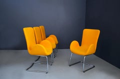 Set of Four Midcentury Armchairs by Moroso with Original Label and Fabric, 1970s