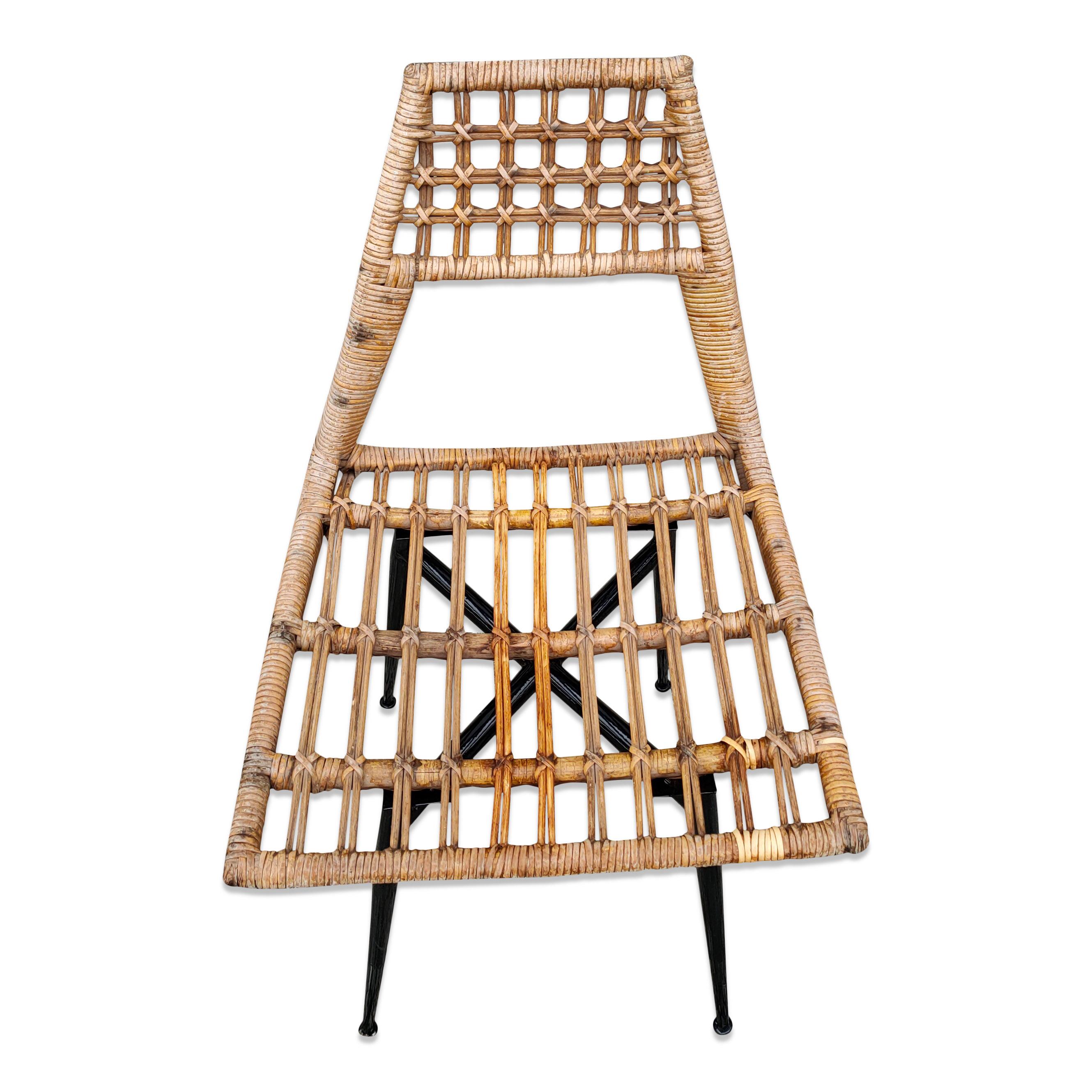 Set of Four Midcentury Basket Rattan Chairs, Italy, 1960s 3