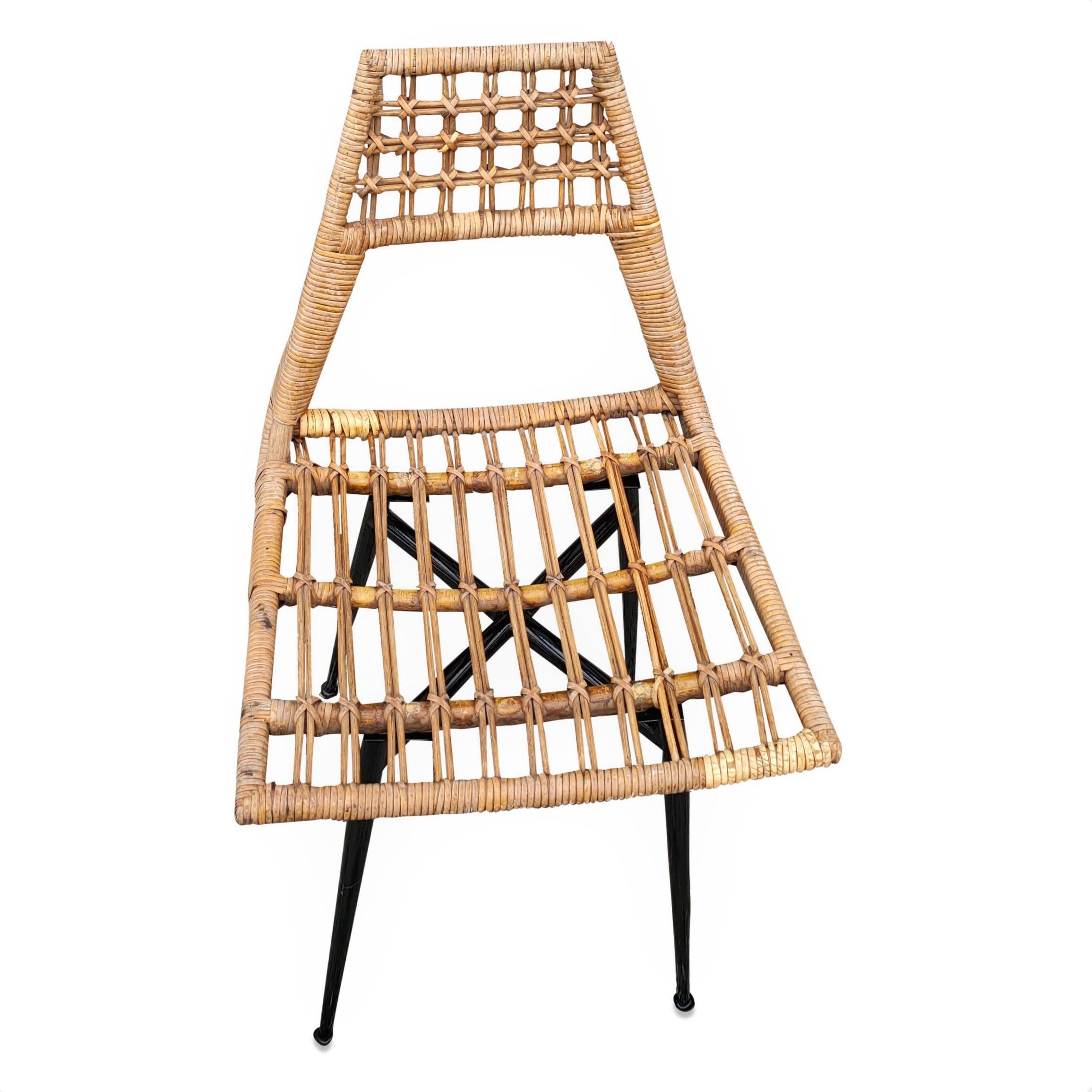 Set of Four Midcentury Basket Rattan Chairs, Italy, 1960s 1