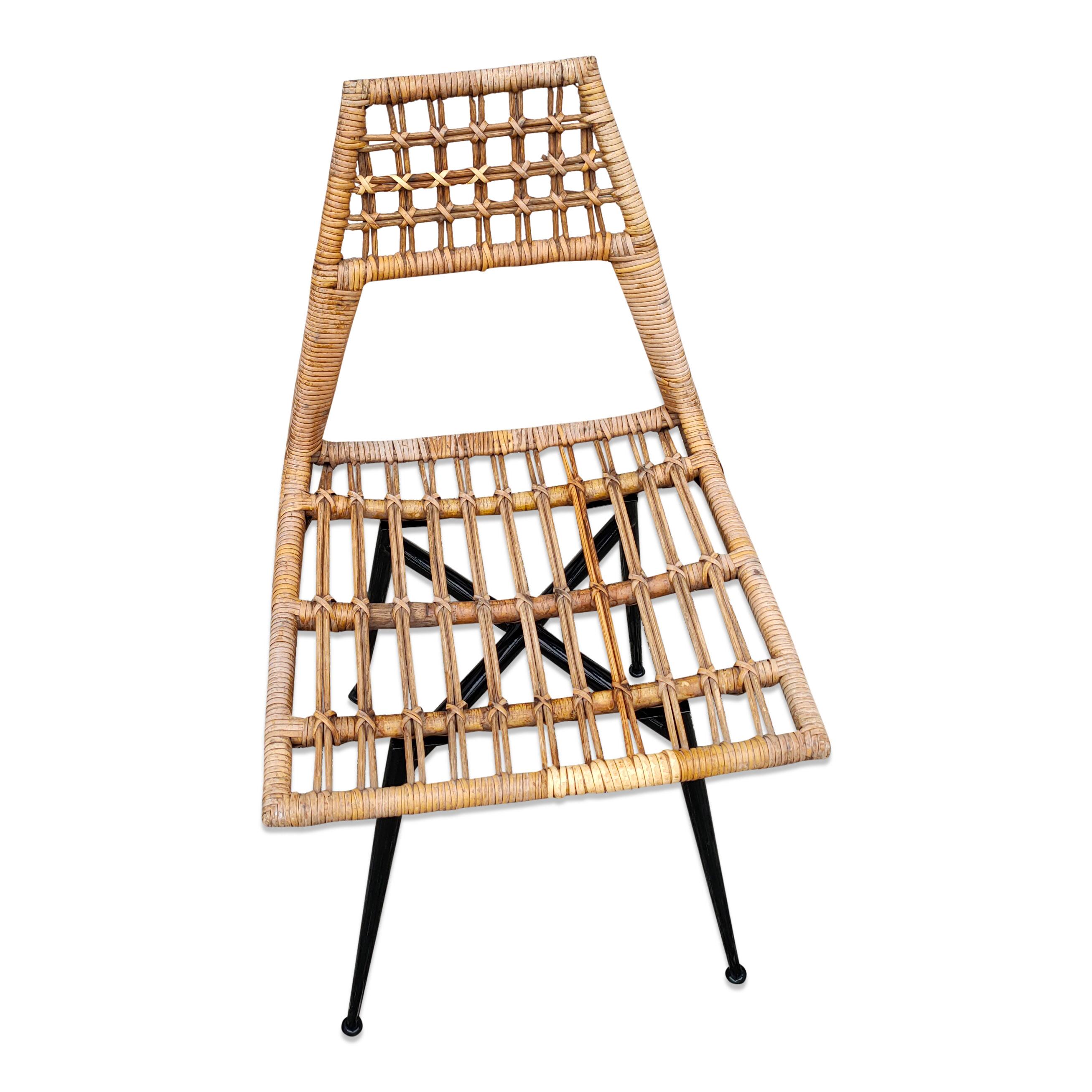 Set of Four Midcentury Basket Rattan Chairs, Italy, 1960s 2