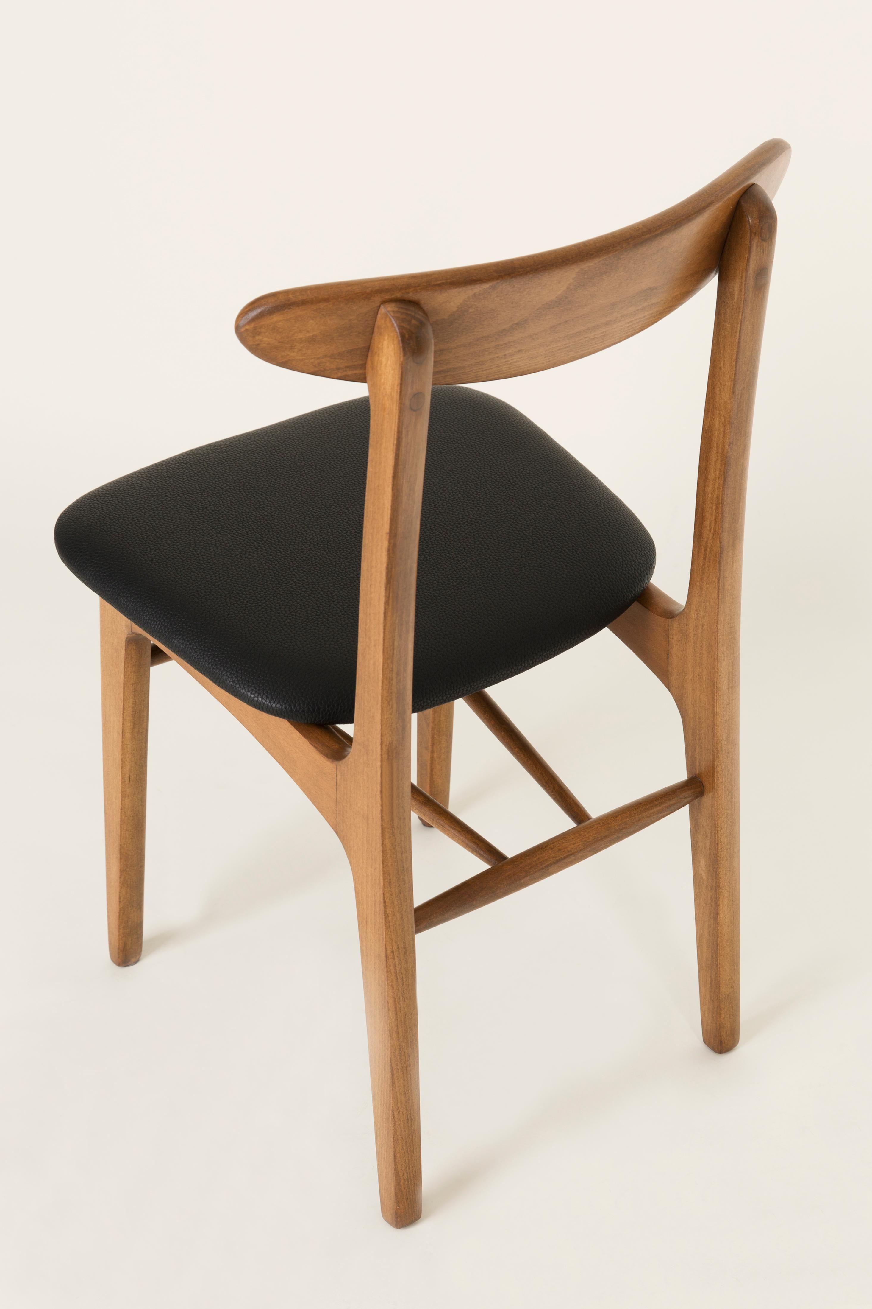 Set of Four Midcentury Black Leather Dining Chairs, 1960s For Sale 2