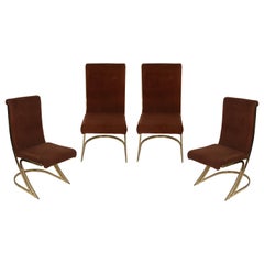 Set of Four Midcentury Brass Side Chairs