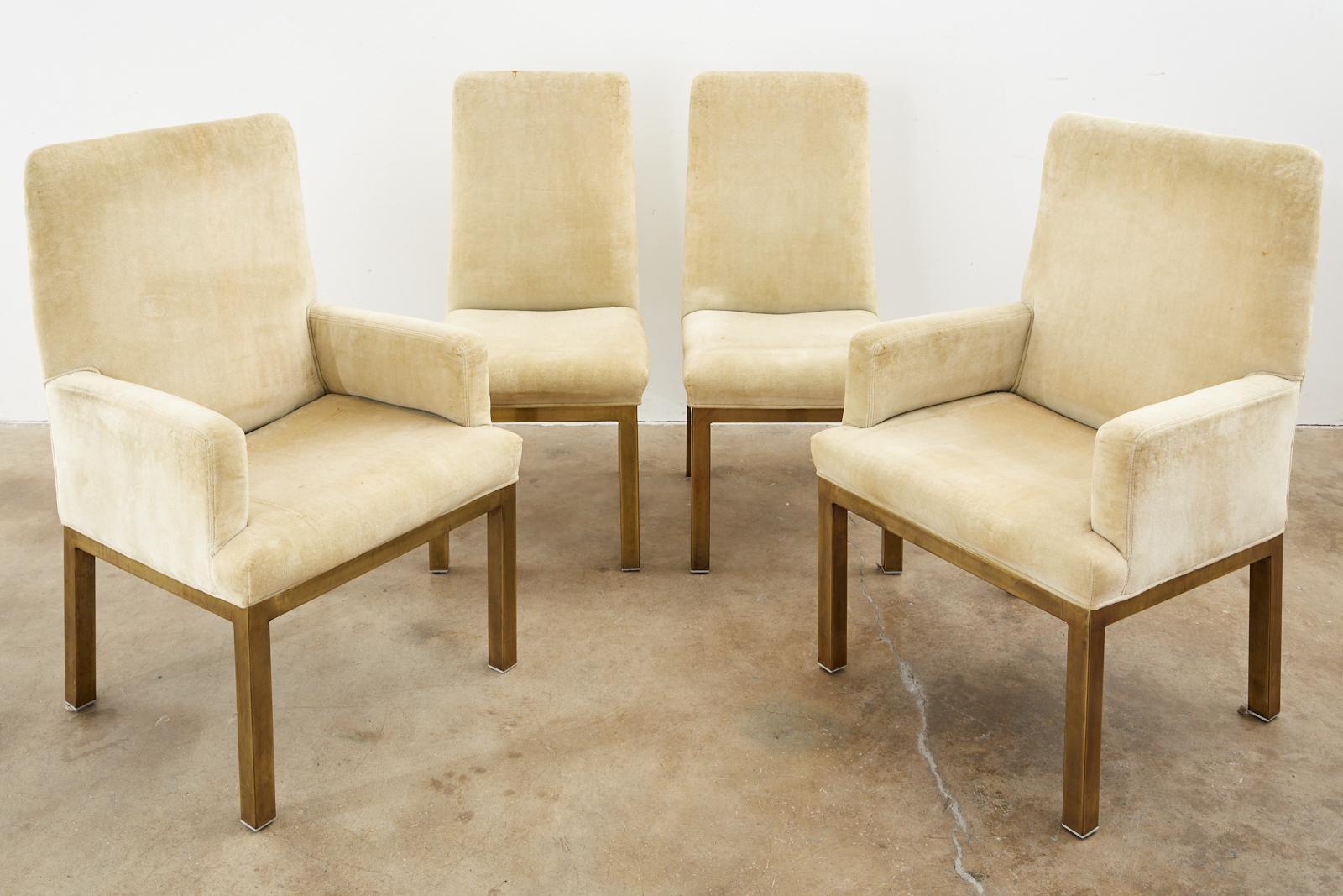 Mid-Century Modern Set of Four Midcentury Bronzed Dining Chairs by Mastercraft