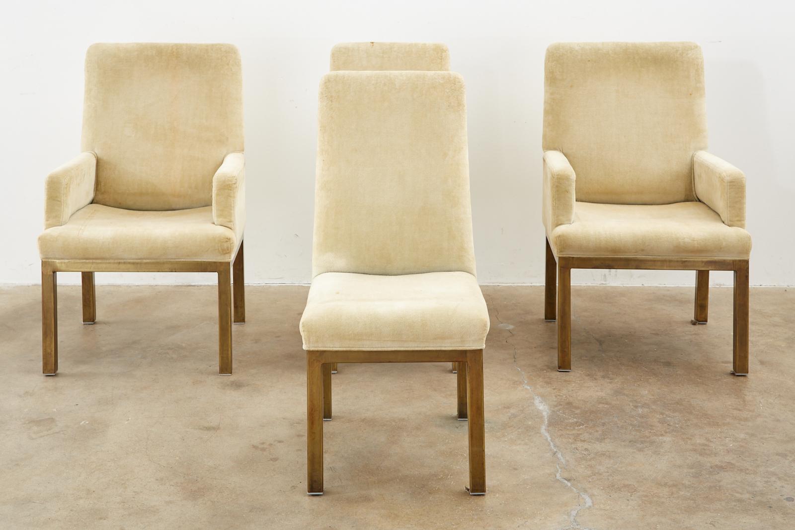Spanish Set of Four Midcentury Bronzed Dining Chairs by Mastercraft