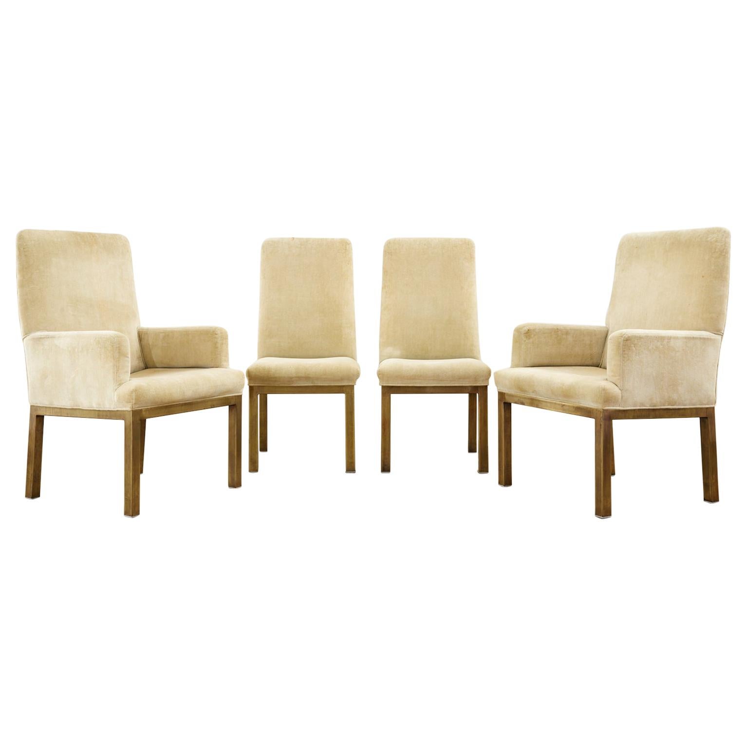 Set of Four Midcentury Bronzed Dining Chairs by Mastercraft