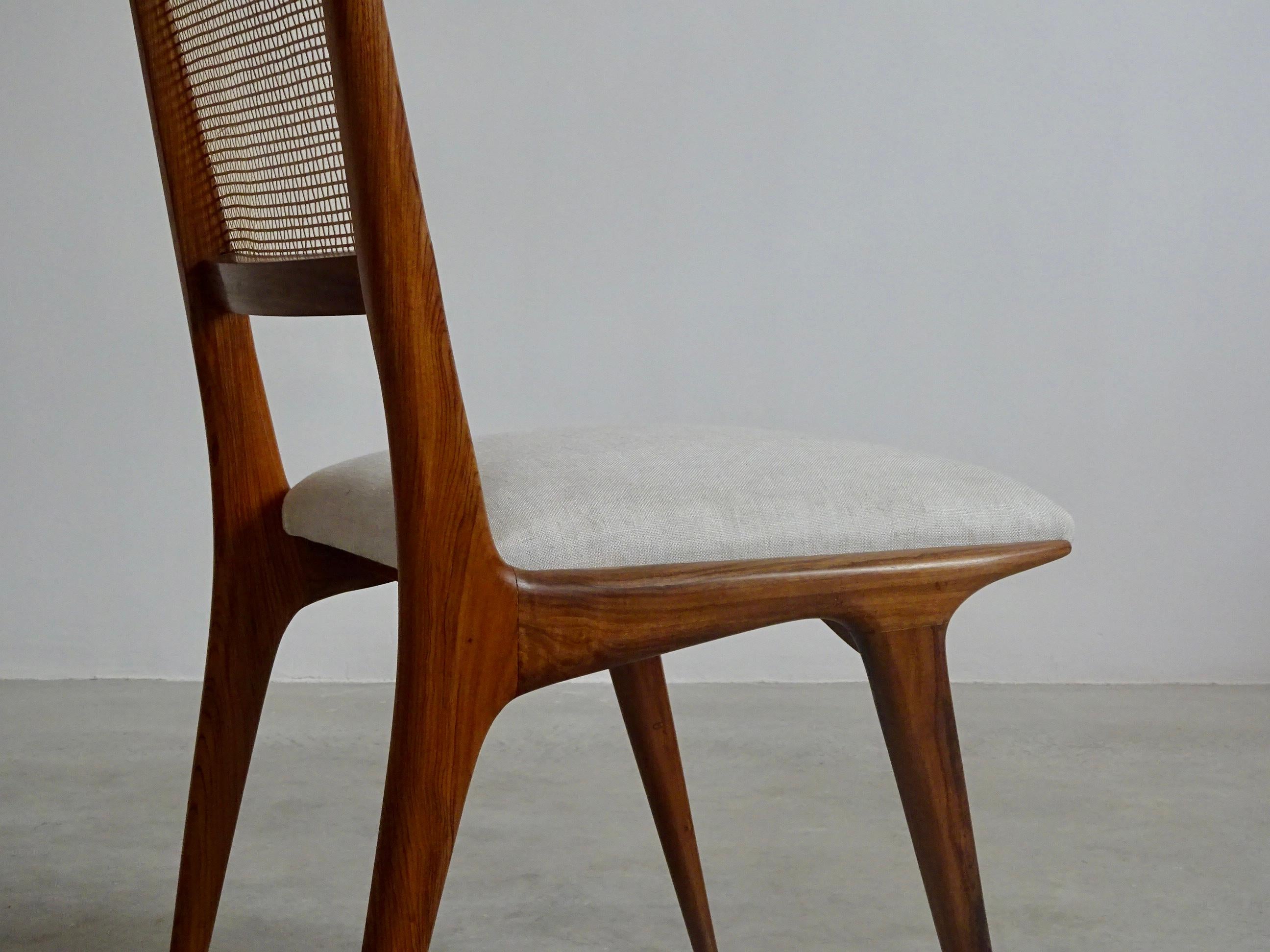 Brazilian Set of Four Mid-Century Chairs, Brazil Modern For Sale