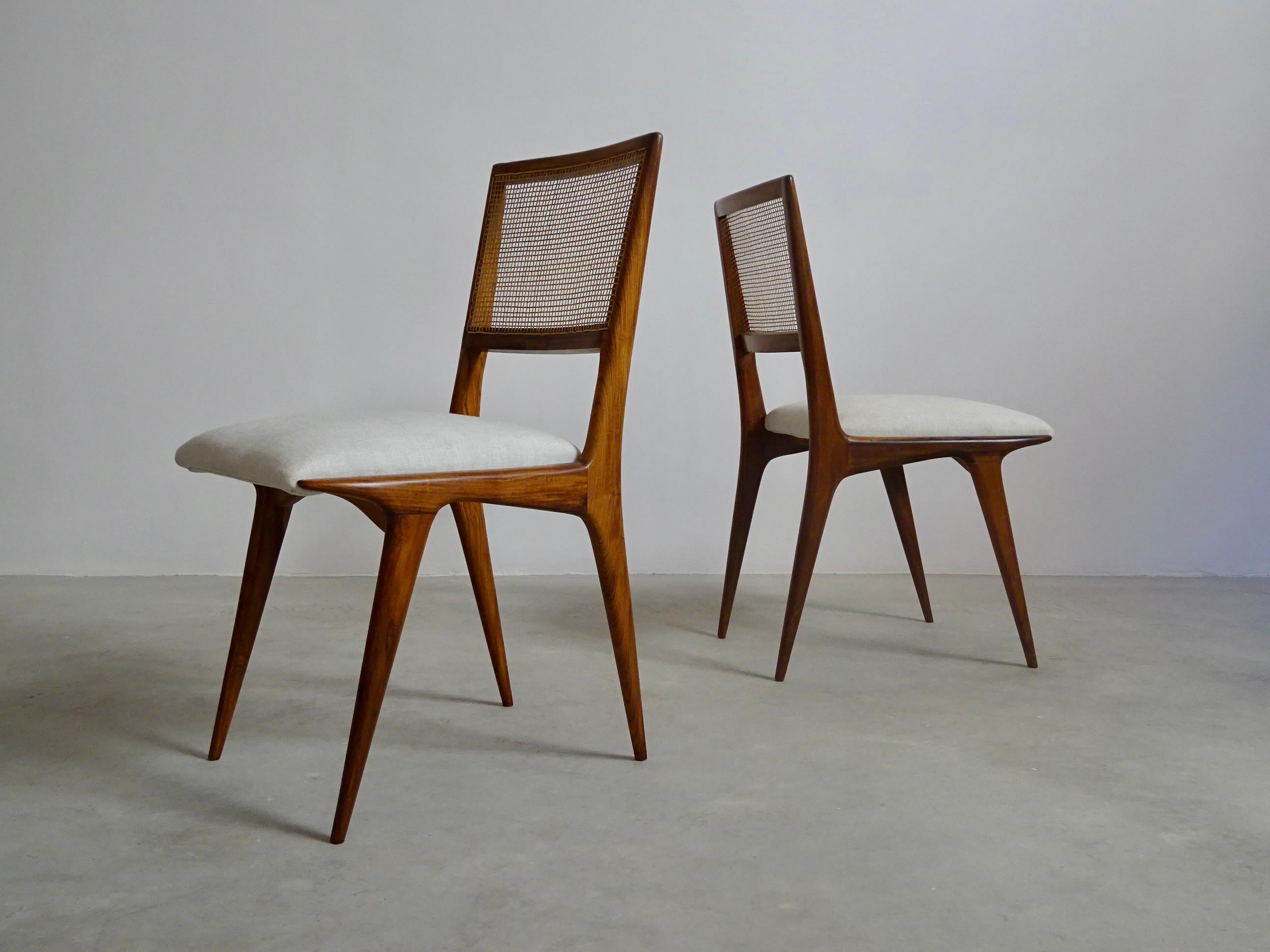 Upholstery Set of Four Mid-Century Chairs, Brazil Modern For Sale