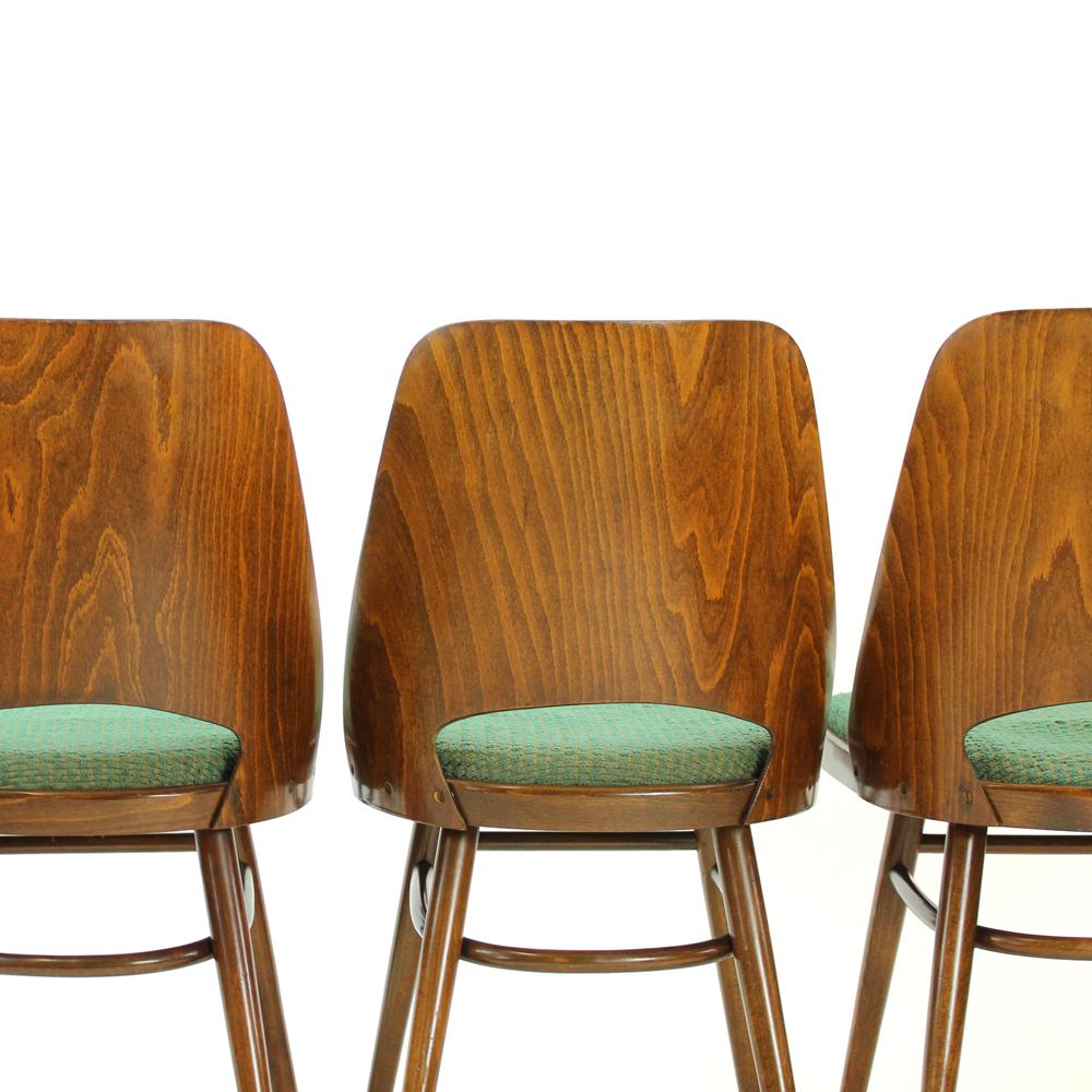 20th Century Set of Four Midcentury Chairs by TON in Walnut, Czechoslovakia 1960s For Sale