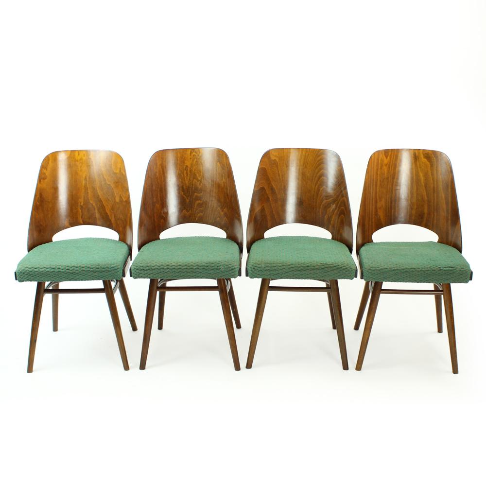 Set of Four Midcentury Chairs by TON in Walnut, Czechoslovakia 1960s For Sale 2