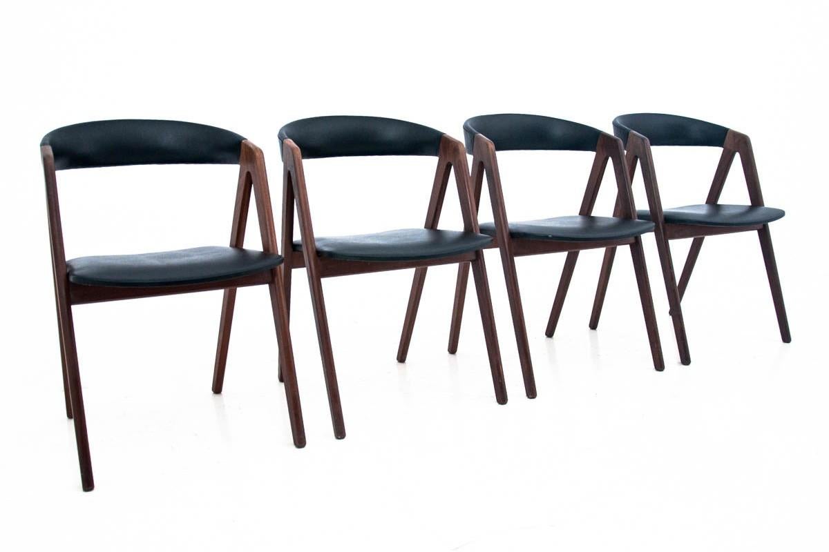 Teak Set of Four Midcentury Chairs, Denmark, 1960s