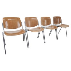 Set of Four Midcentury Chairs Designed by Giancarlo Piretti for Castelli, 1960s