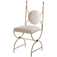 Ensemble de quatre chaises du milieu du siècle dernier en feuilles d'or et velours de Robert Thibier, années 1960