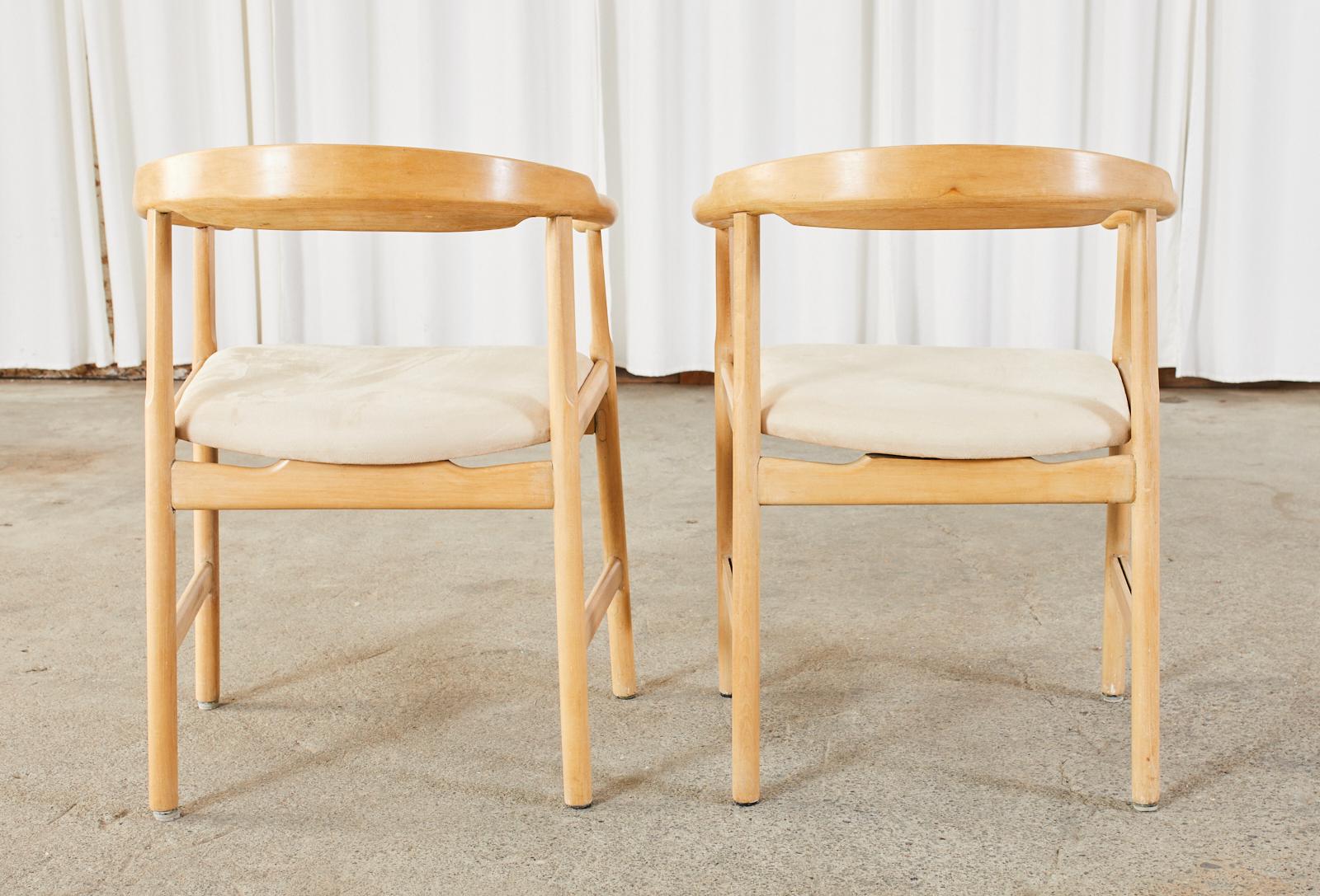 Set of Four Midcentury Danish Style Birch Armchairs For Sale 11
