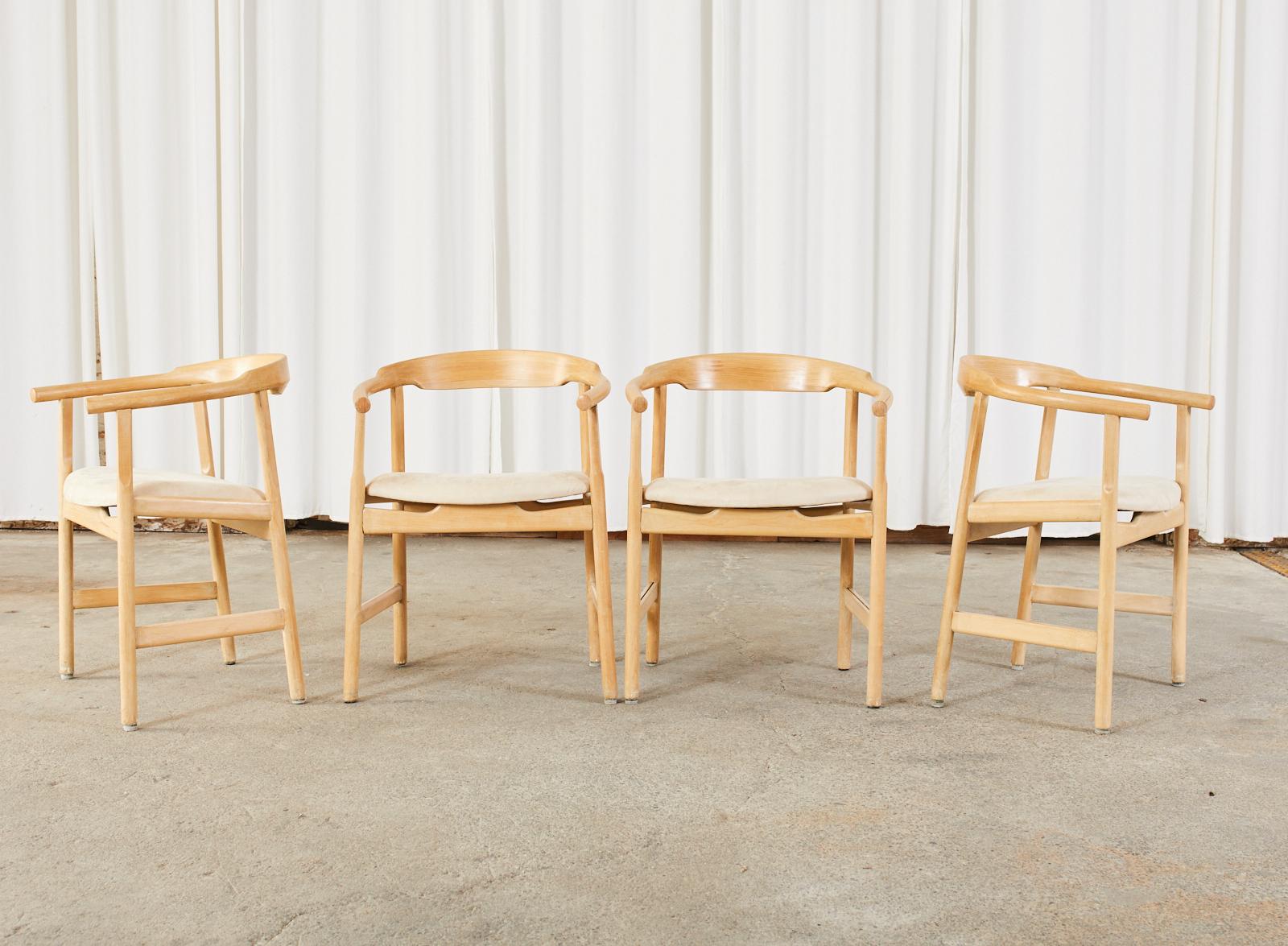 Set of Four Midcentury Danish Style Birch Armchairs For Sale 12