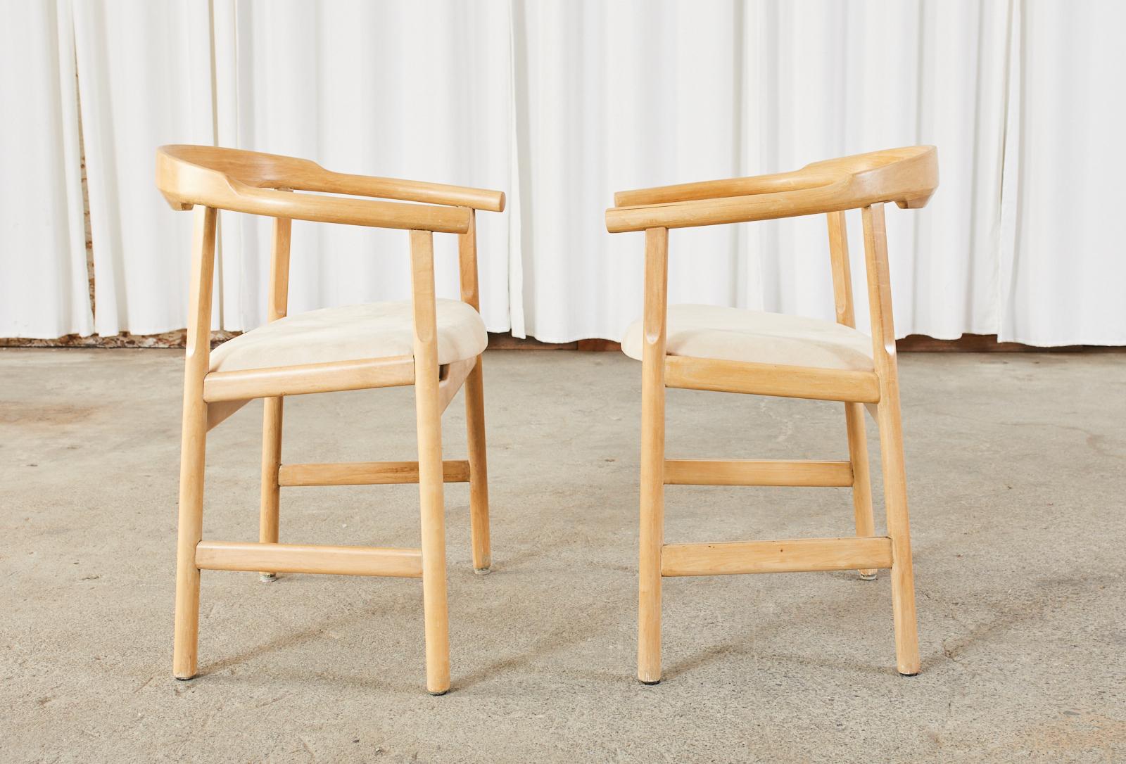 Set of Four Midcentury Danish Style Birch Armchairs For Sale 2