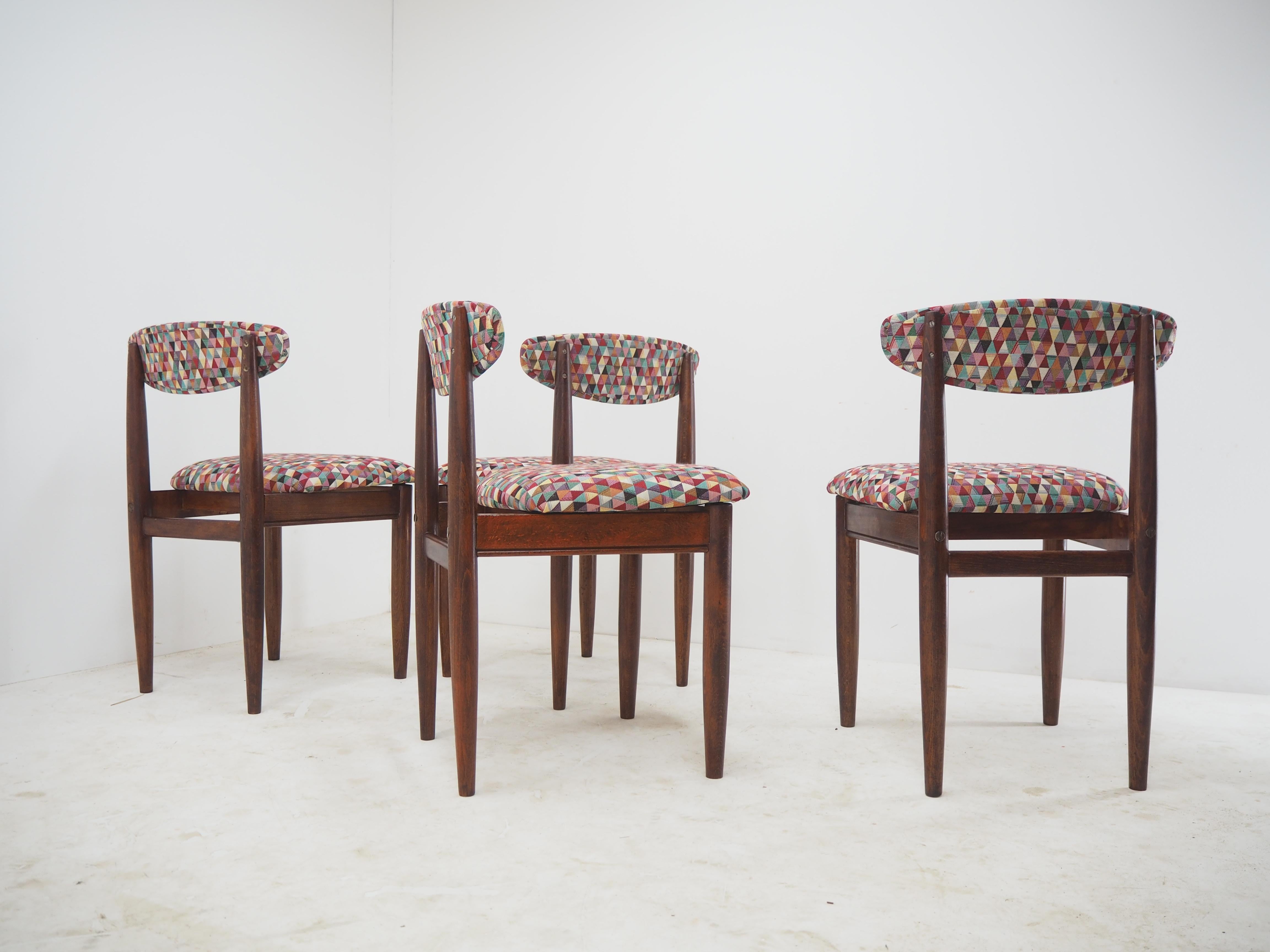 Mid-Century Modern Set of Four Midcentury Dining Chairs, Czechoslovakia, 1960s