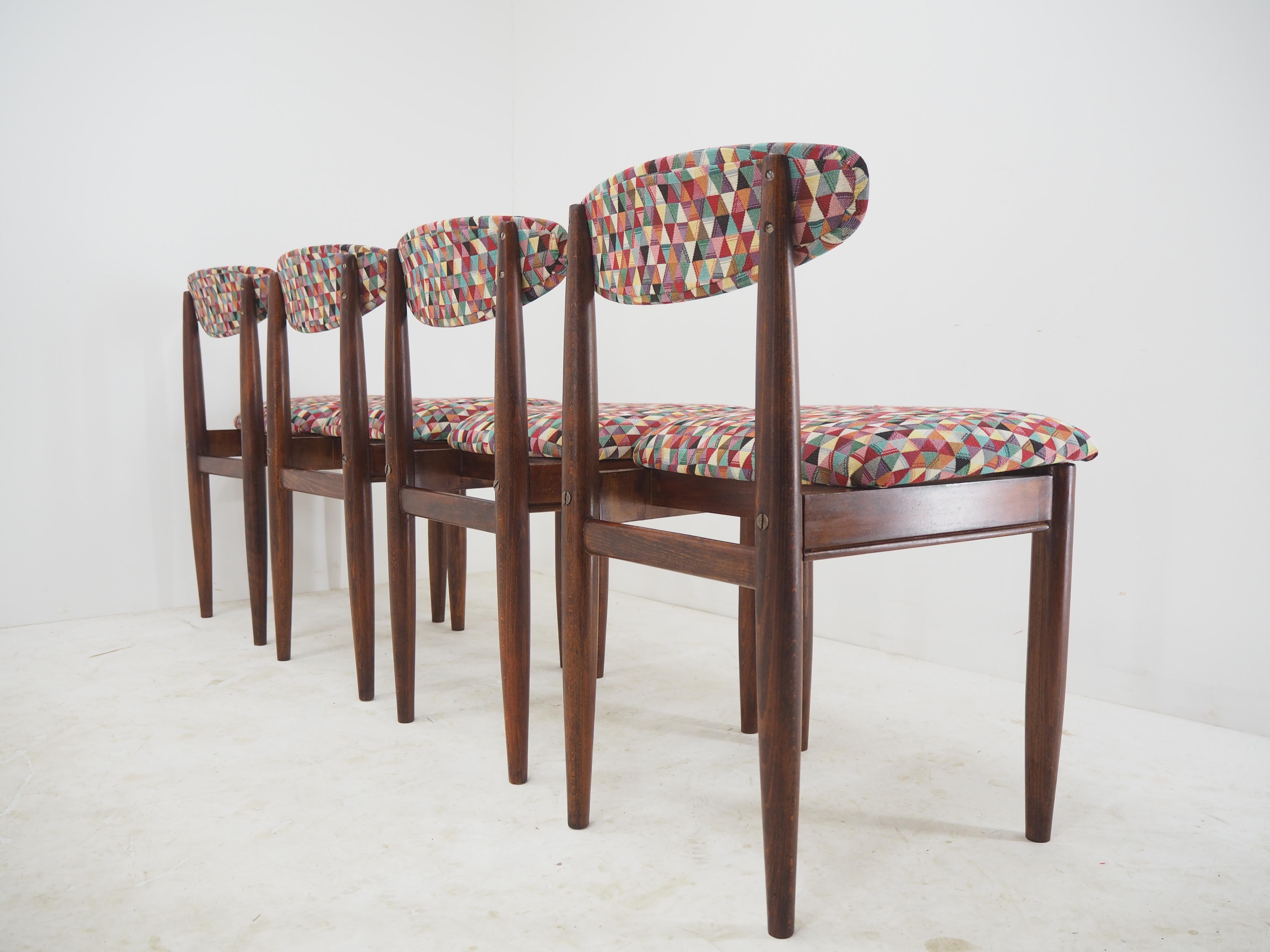 Set of Four Midcentury Dining Chairs, Czechoslovakia, 1960s In Good Condition In Praha, CZ