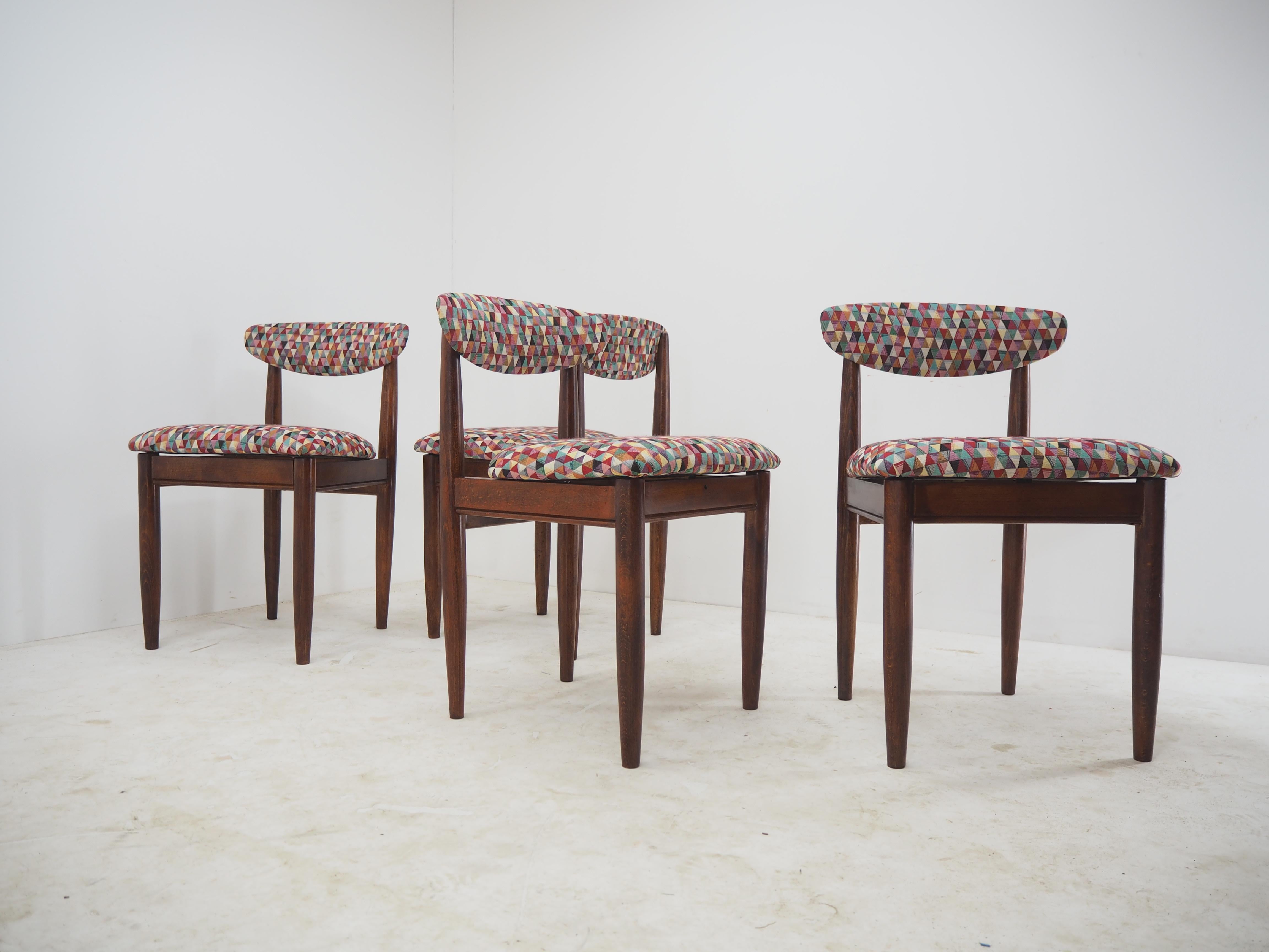 Mid-20th Century Set of Four Midcentury Dining Chairs, Czechoslovakia, 1960s