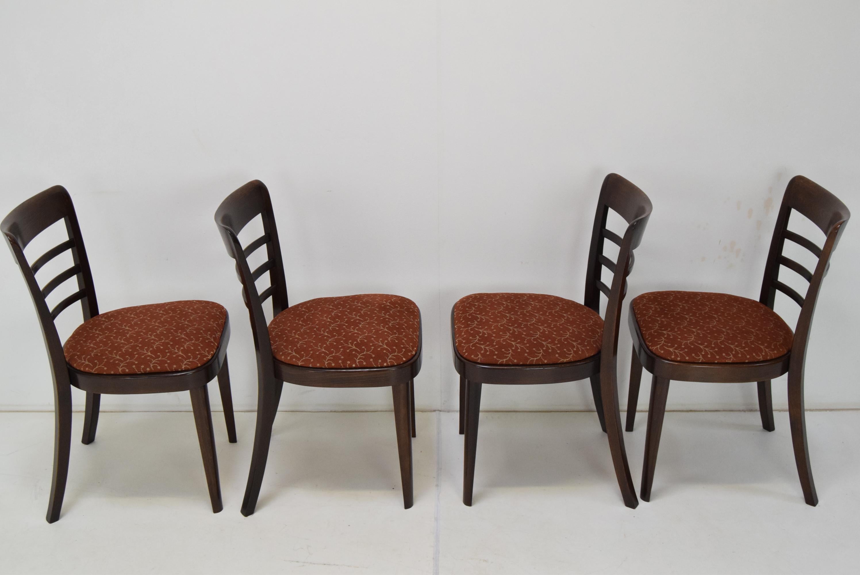 Fabric Set of Four Midcentury Dining Chairs Ton, 1950s For Sale