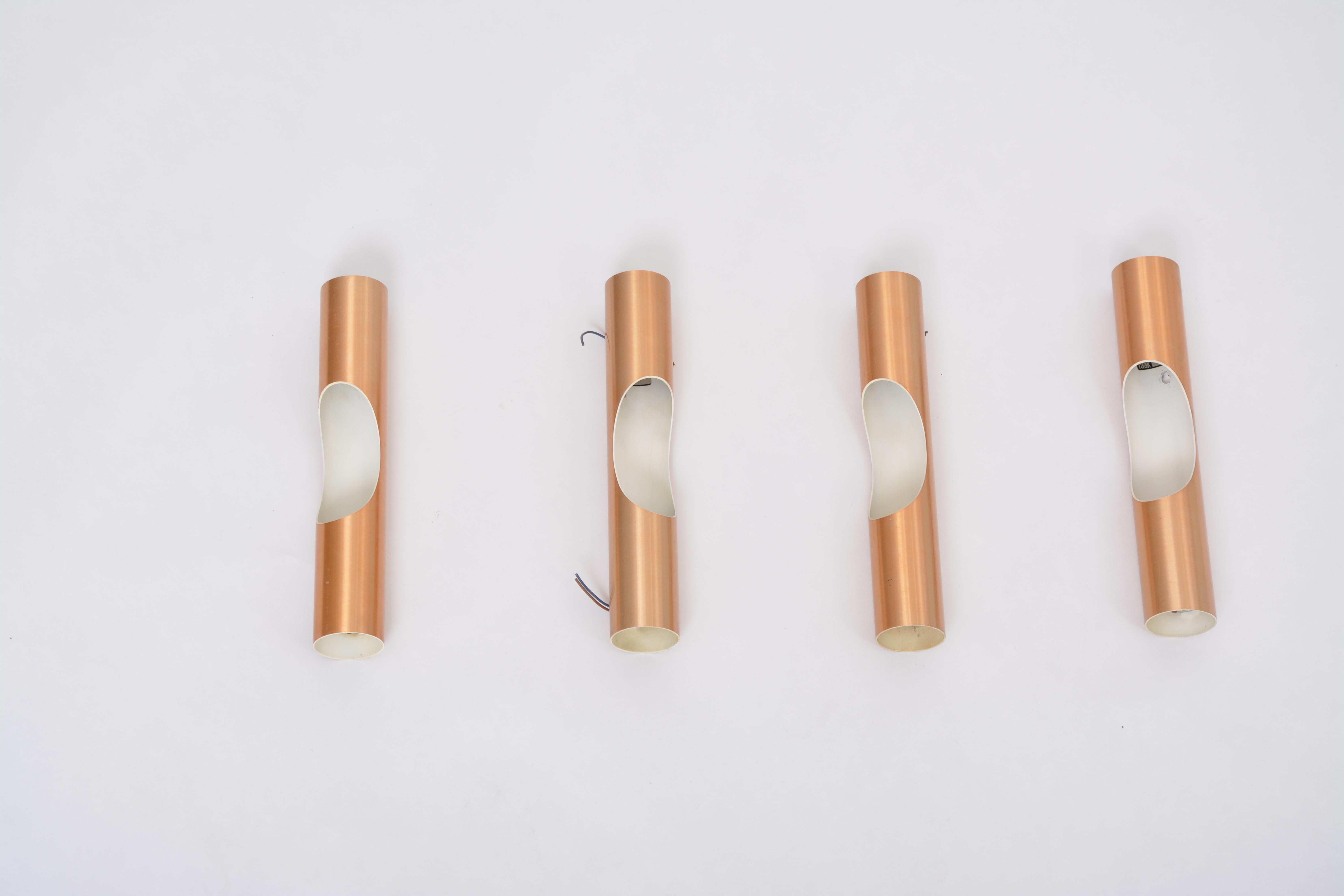 Mid-Century Modern Set of four Midcentury Fuga metal wall lights by Maija Liisa Komulainen for Raak For Sale