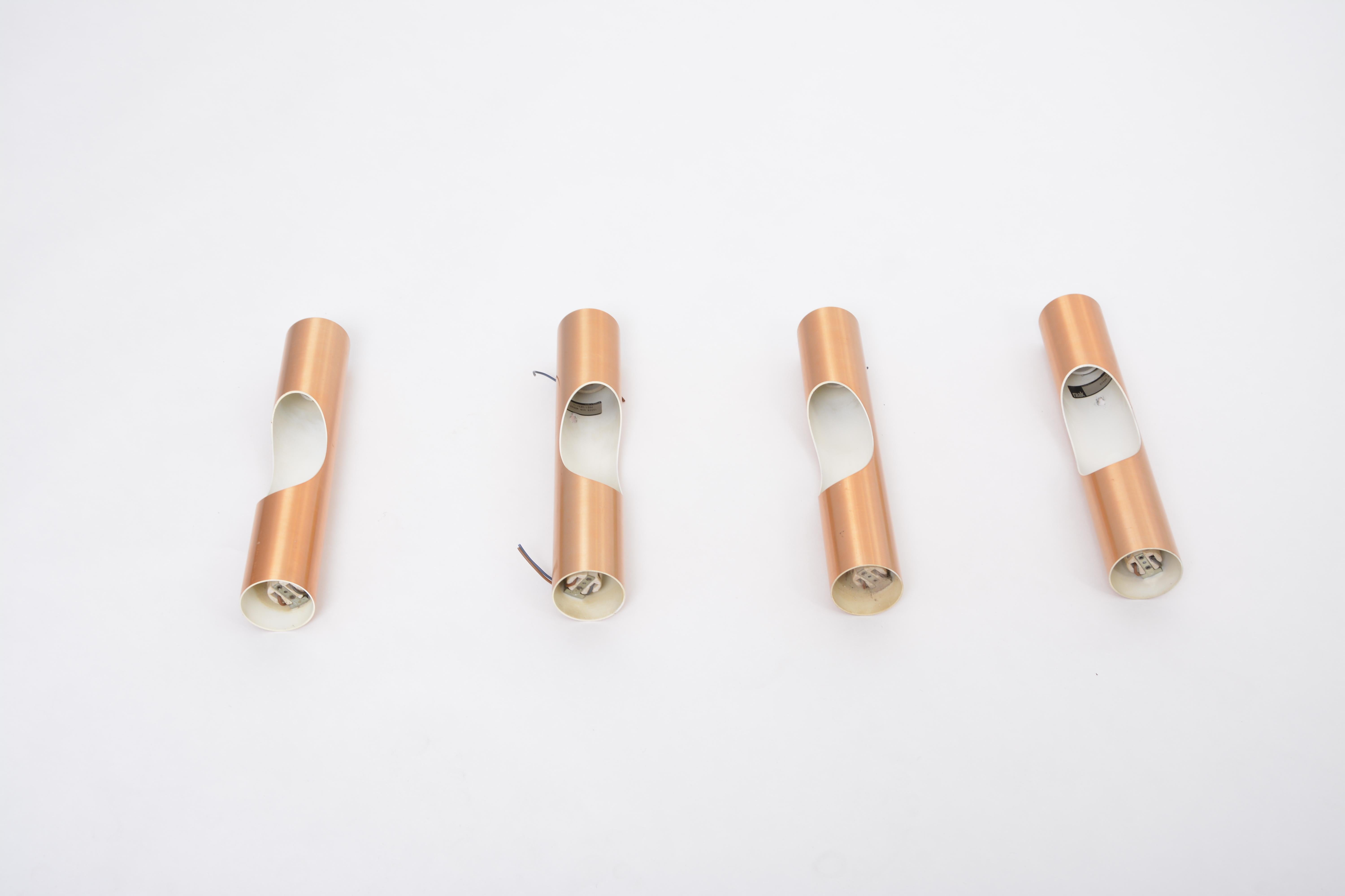 Dutch Set of four Midcentury Fuga metal wall lights by Maija Liisa Komulainen for Raak For Sale