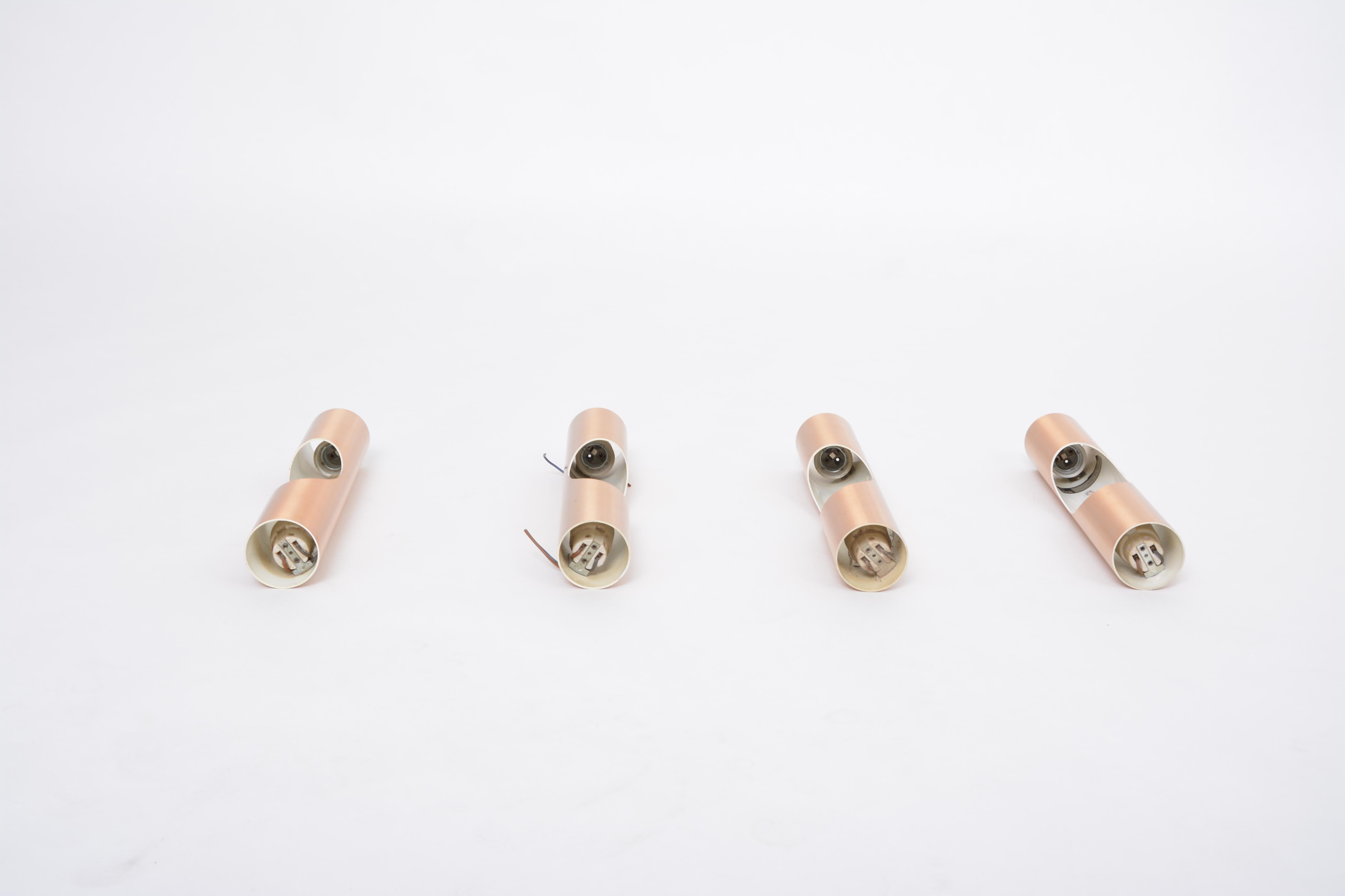 Brushed Set of four Midcentury Fuga metal wall lights by Maija Liisa Komulainen for Raak For Sale