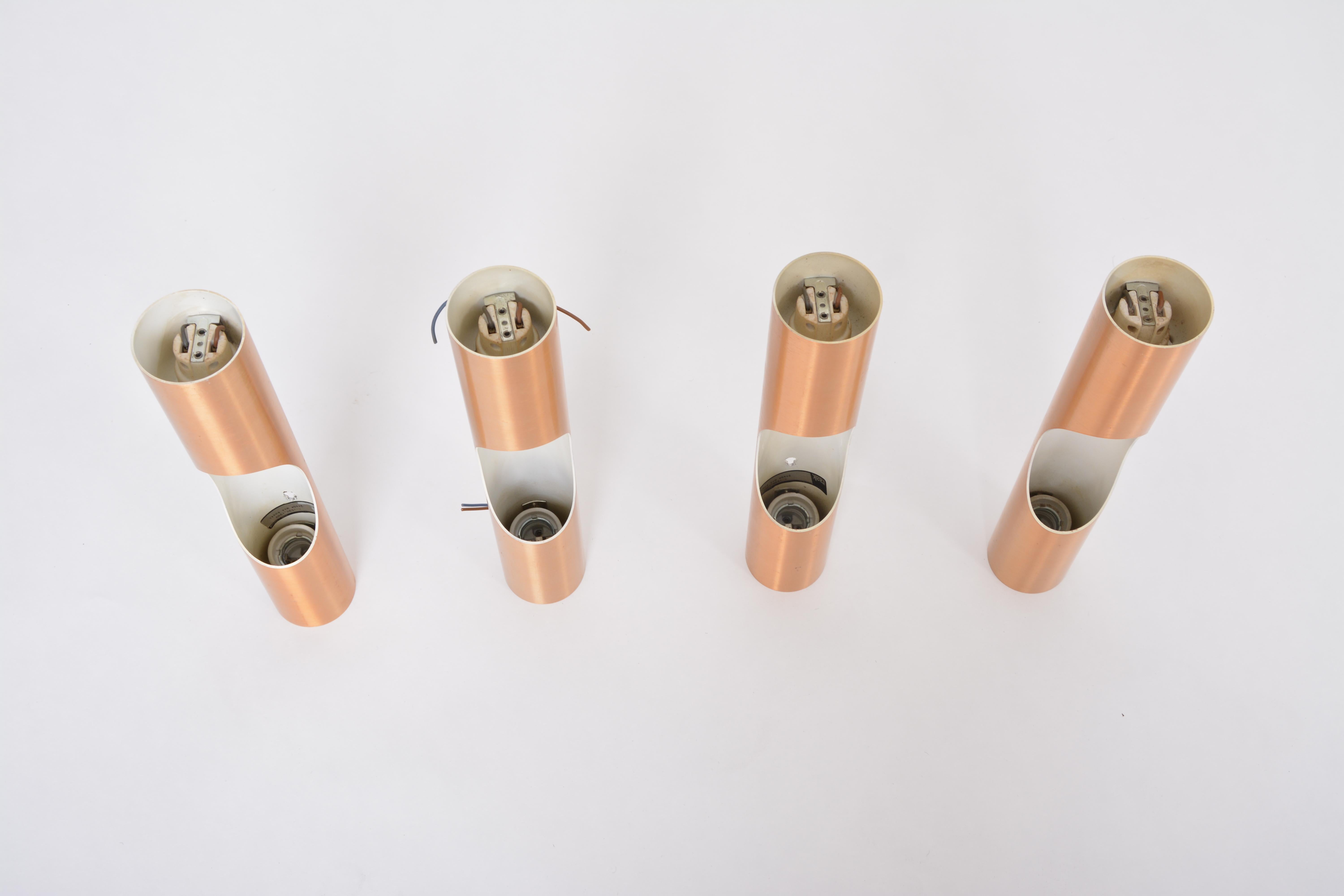 Set of four Midcentury Fuga metal wall lights by Maija Liisa Komulainen for Raak In Good Condition For Sale In Berlin, Germany