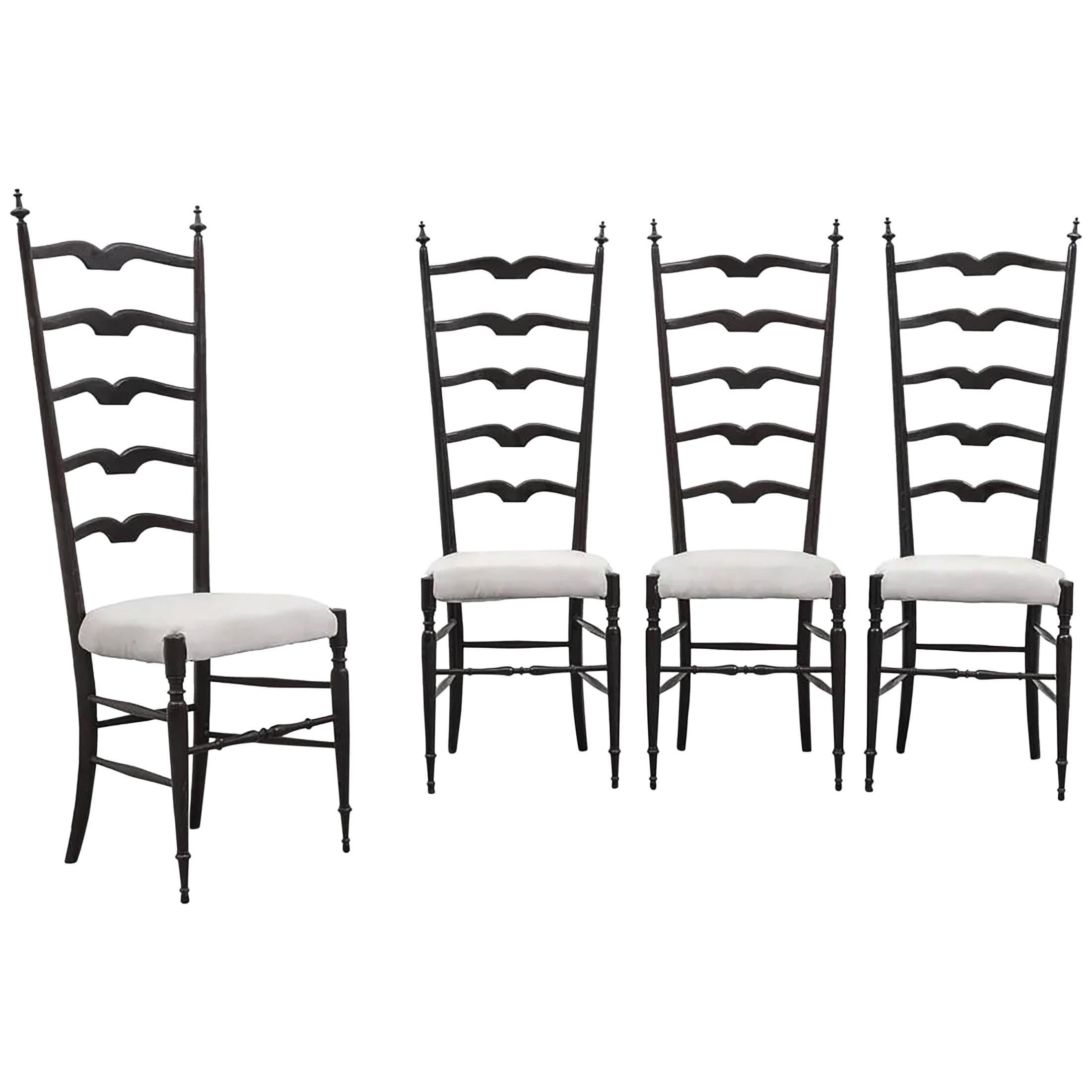 Set of Four Midcentury High Back Chiavari Chairs