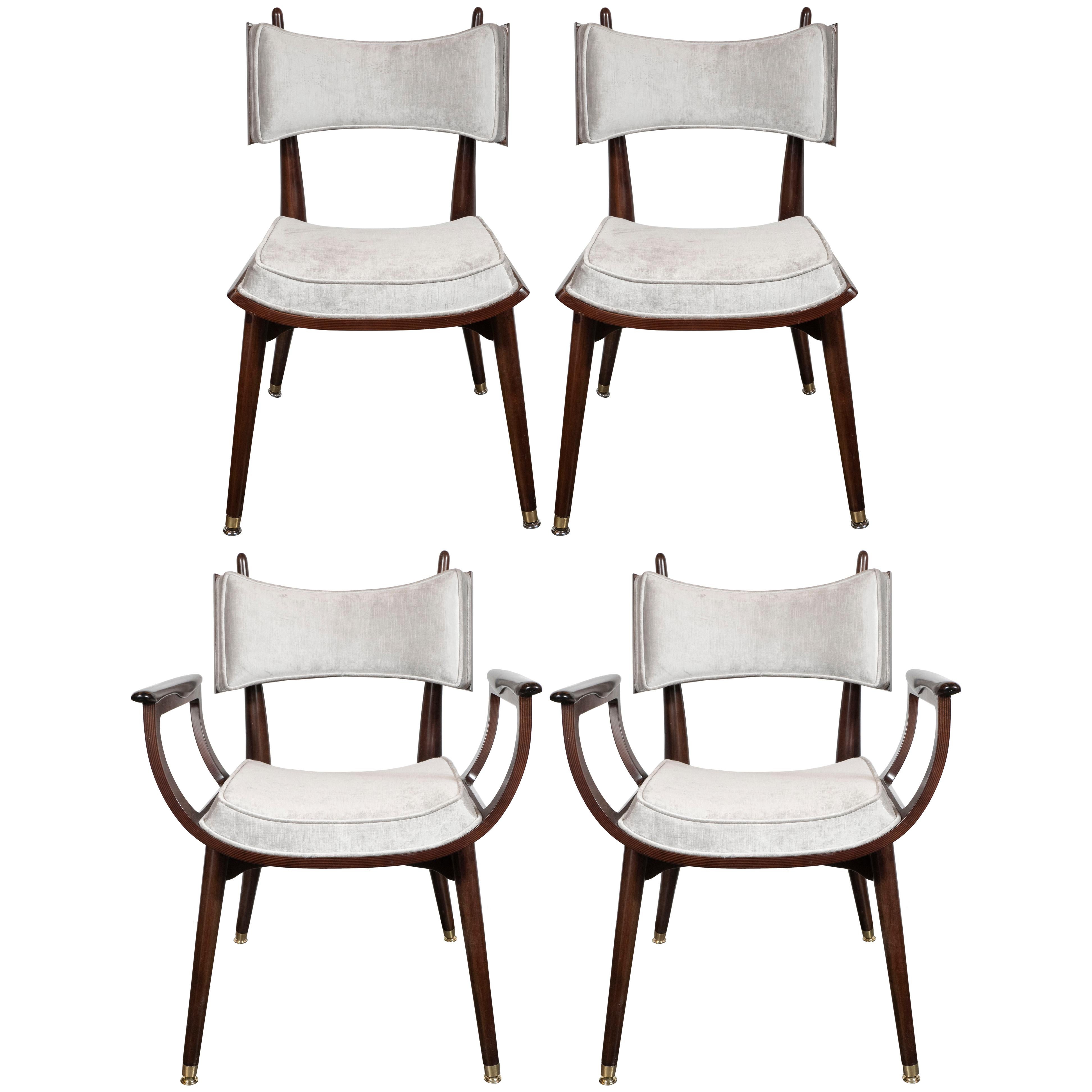 Set of 4 Midcentury Klismos Dining/ Game Chairs by Harold Schwartz for Romweber