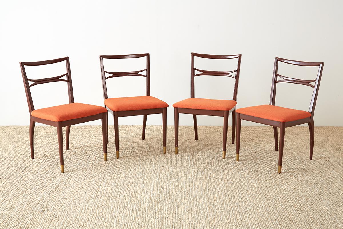 Set of Four Midcentury Lacquered Dining Chairs (Holz)