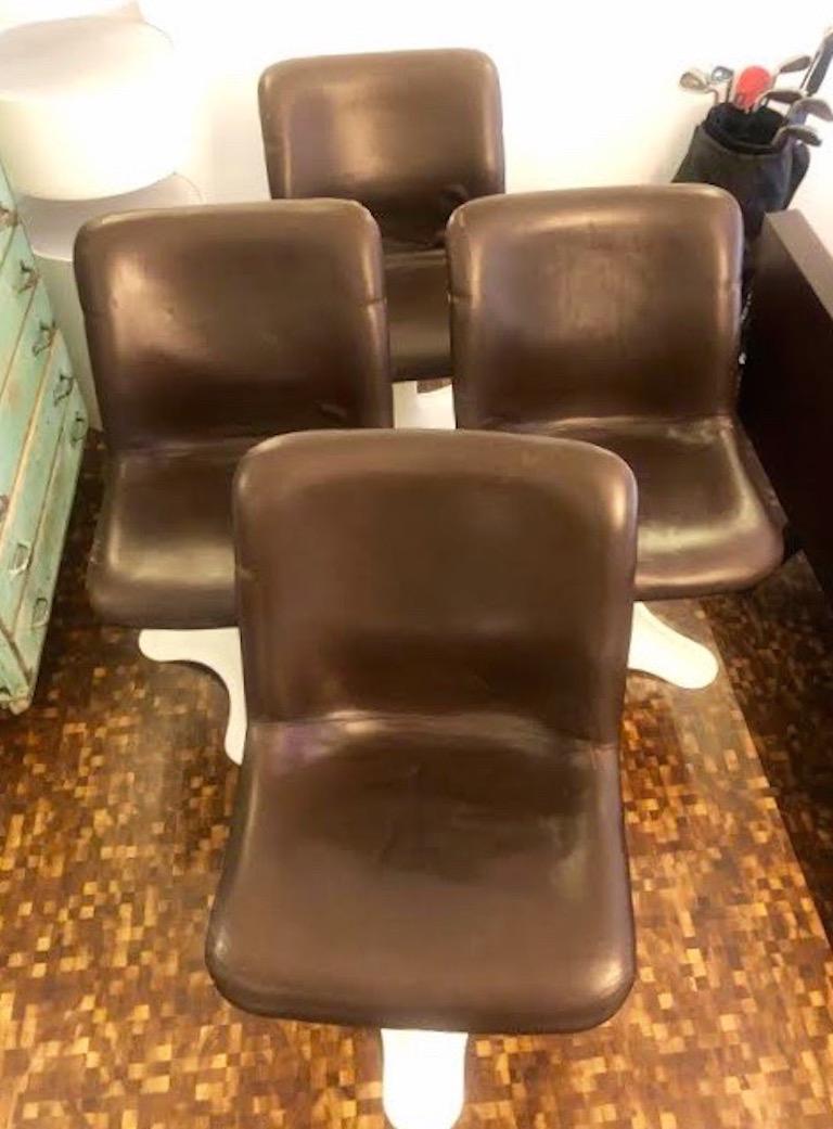 Mid-20th Century Set of four Midcentury Leather Dining Chairs and a table by Yrjö Kukkapuro For Sale