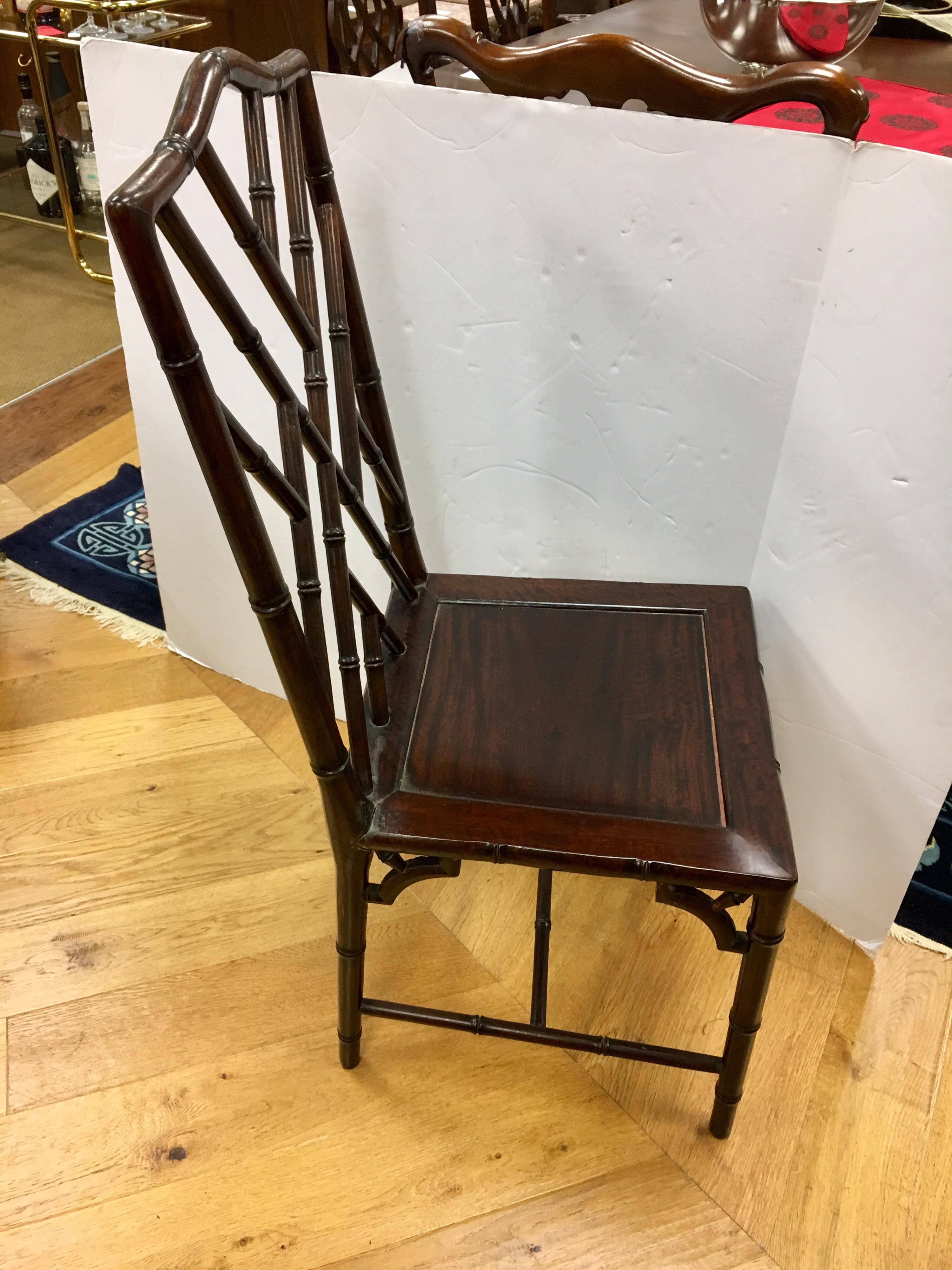 Set of Four Midcentury Mahogany Chinese Chippendale Dining Room Chairs 5