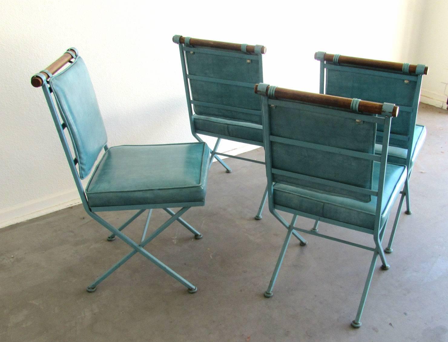 Set of Four Midcentury Modern Campaign Dining Chairs by Cleo Baldon, 1960s In Good Condition In Surprise, AZ