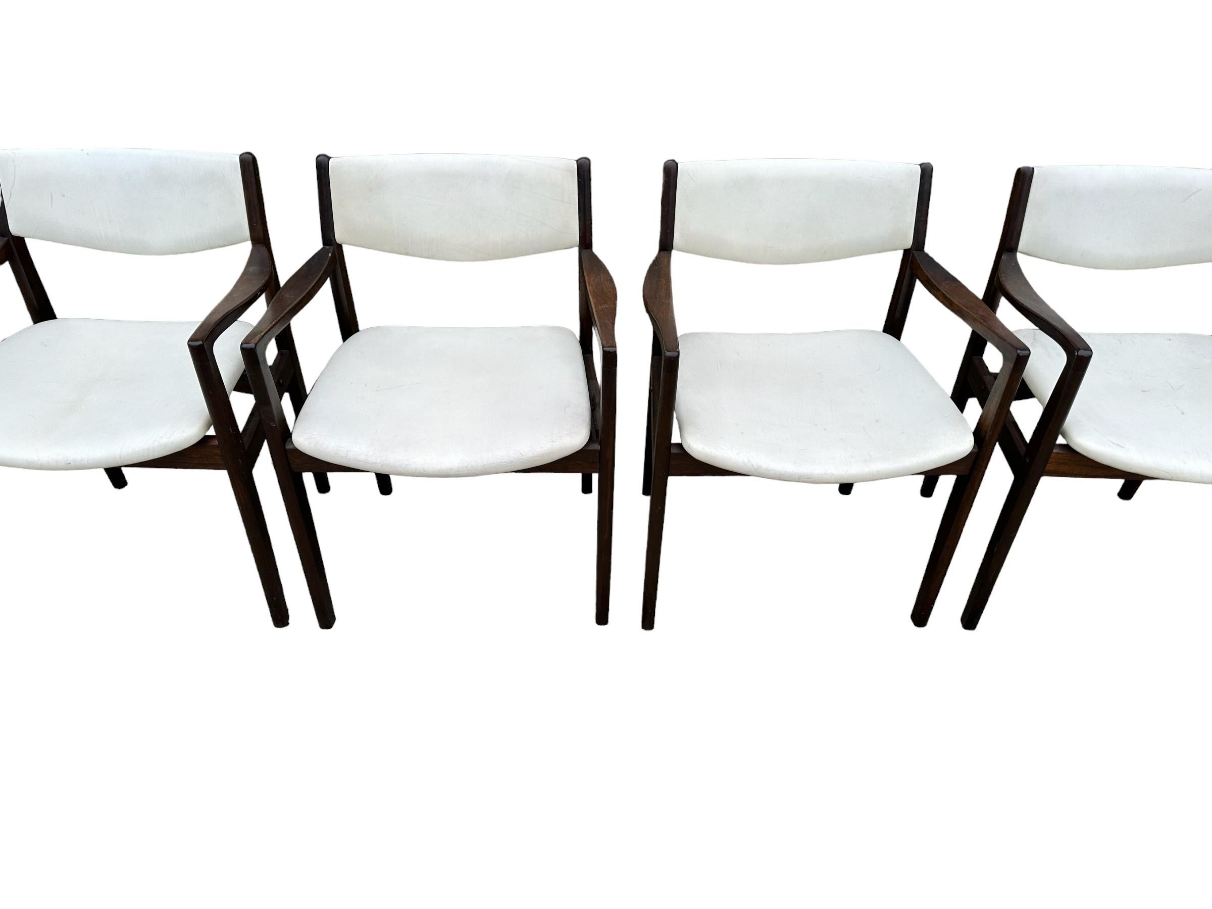 Unknown Set of Four Mid-Century Modern Dining Armchairs