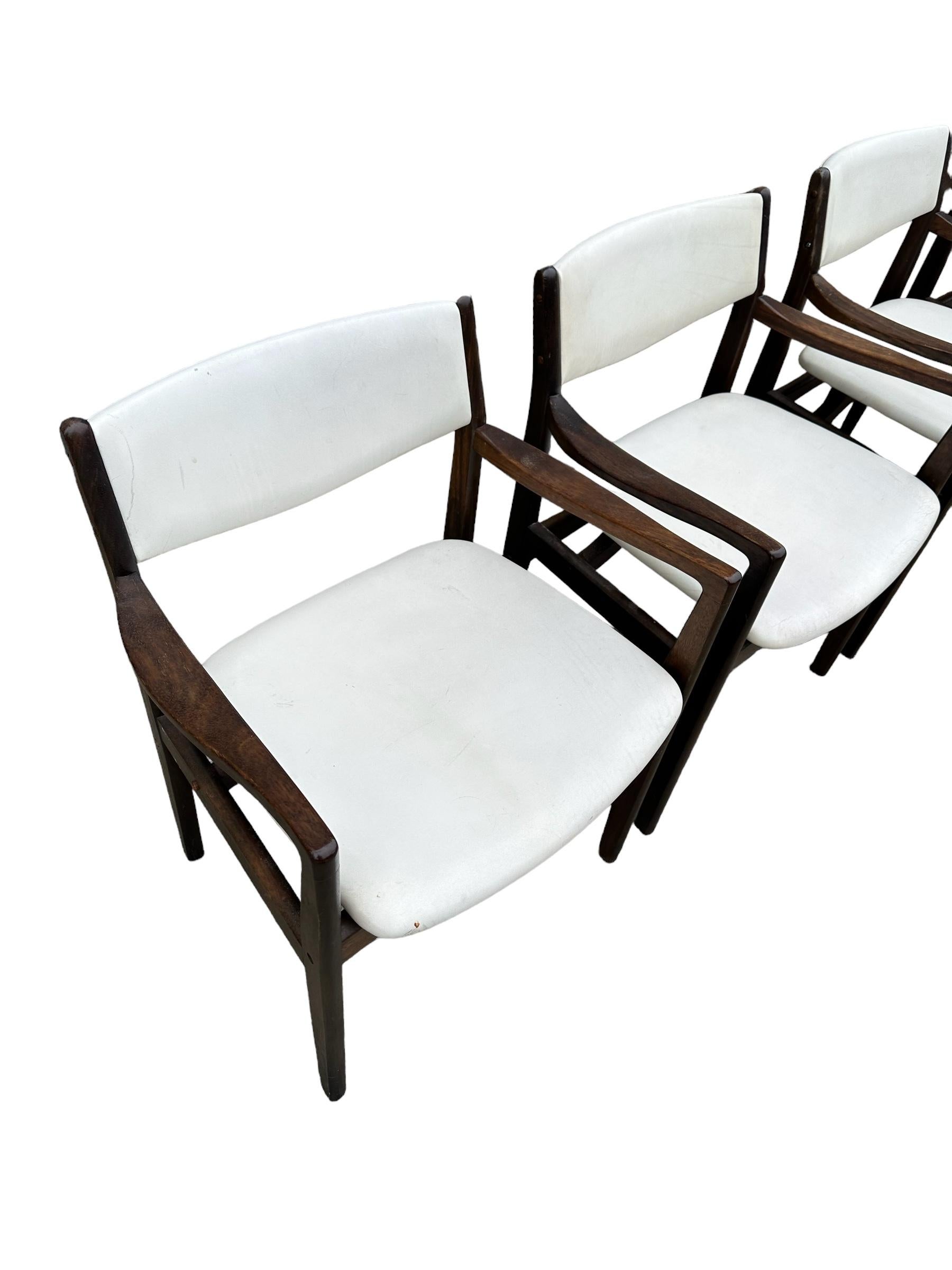Naugahyde Set of Four Mid-Century Modern Dining Armchairs