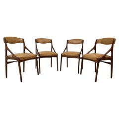 Vintage Set of Four Midcentury Modern Teak and Leatherette Dining Chairs c.1960's