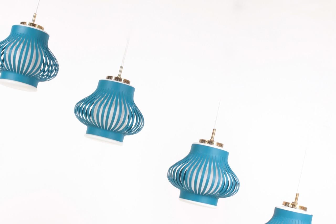 Blown Glass Set of Four Midcentury Pendants by Bent Karlby, 1960s